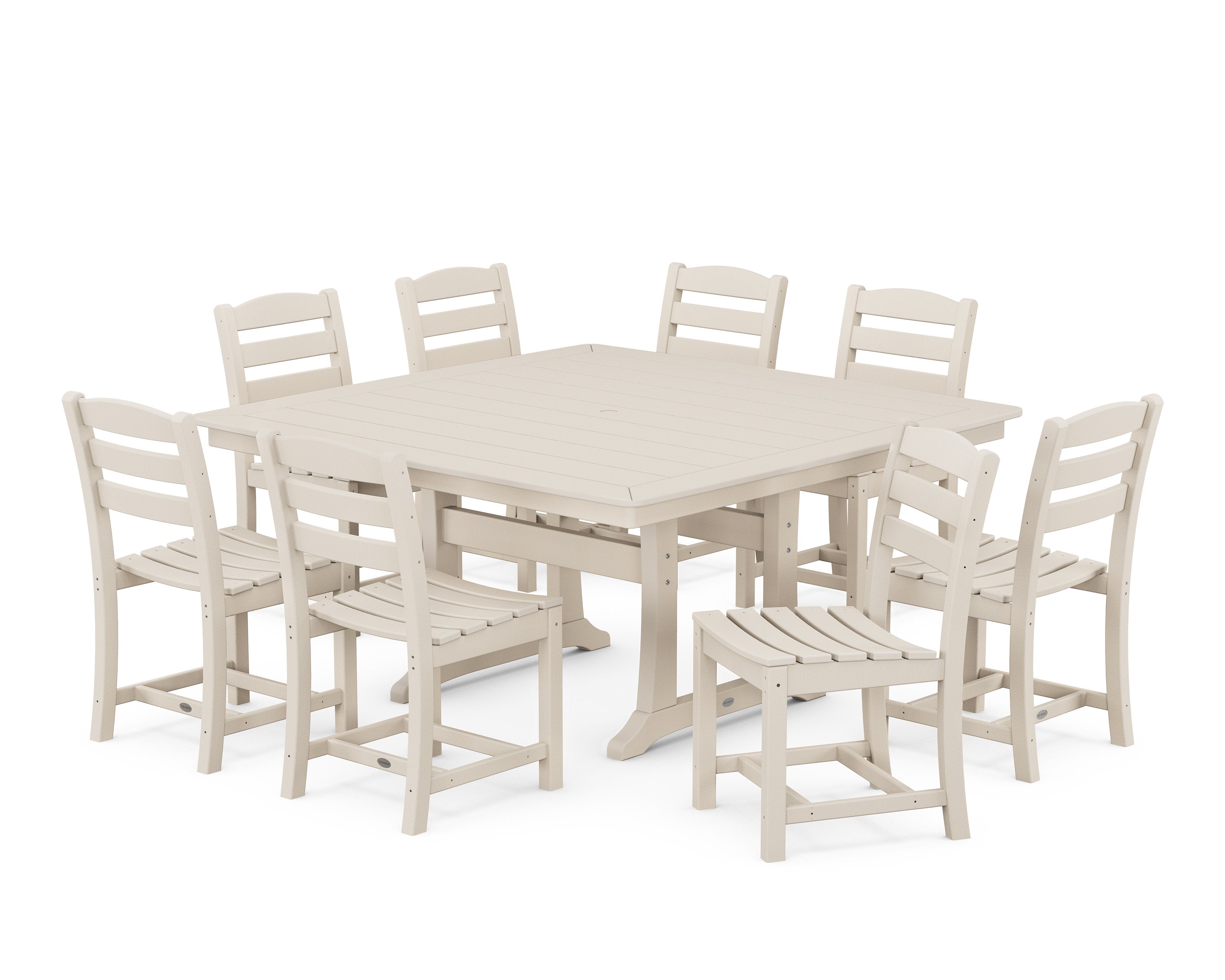 La Casa Caf 9-Piece Nautical Trestle Dining Set in Sand