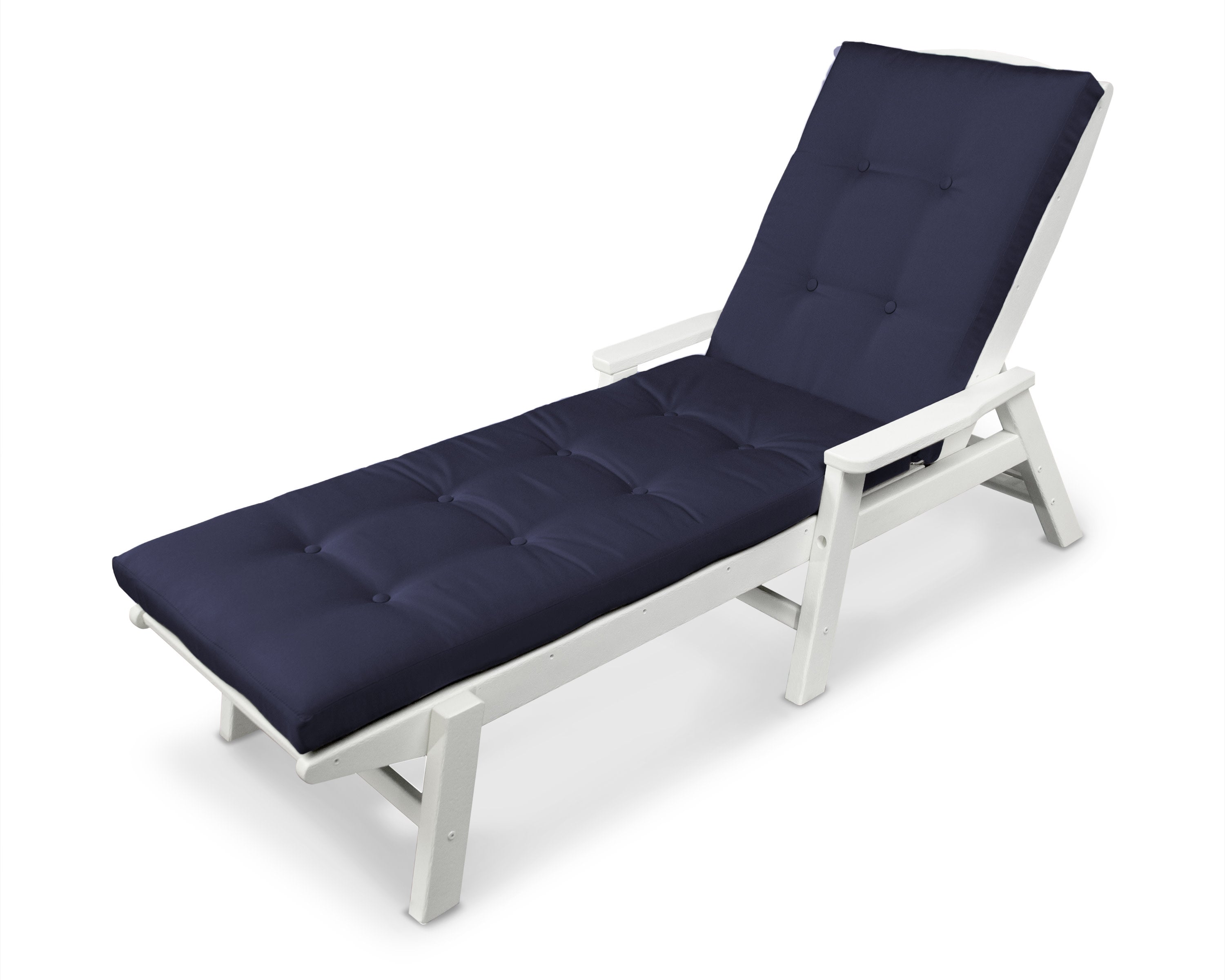Nautical Chaise with Arms and Ateeva Luxe Cushion in White / Navy