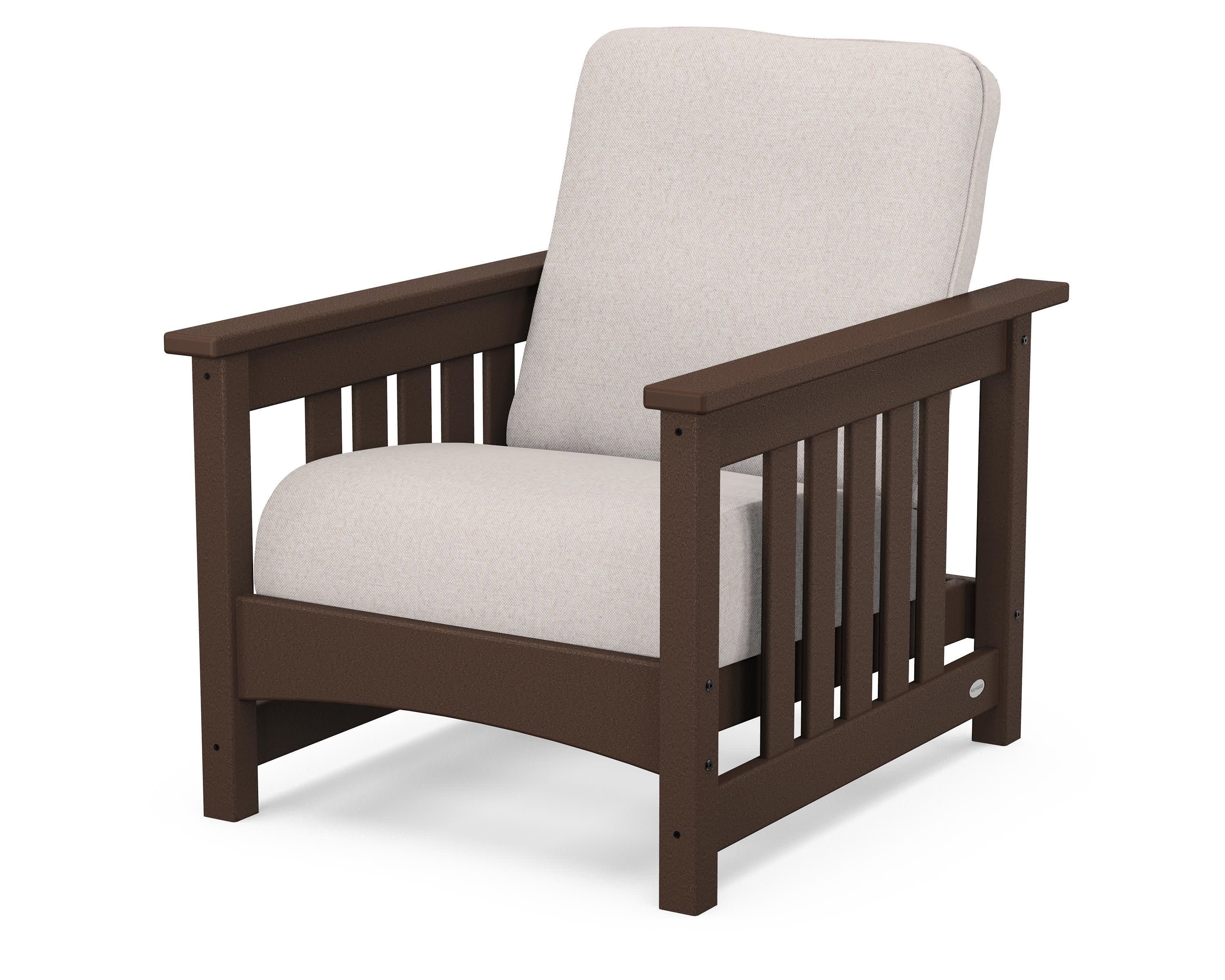 Club Mission Chair in Mahogany / Dune Burlap