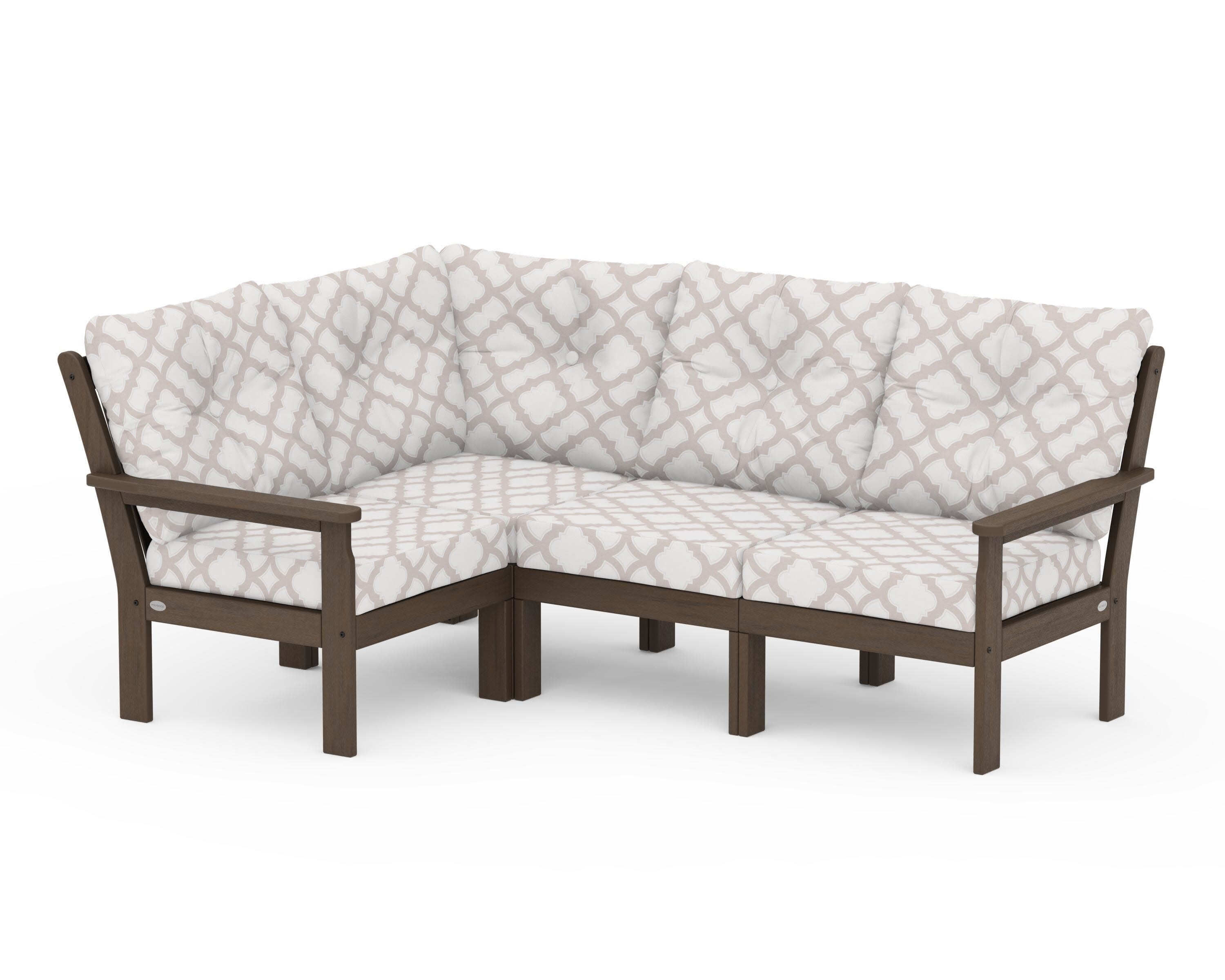 Vineyard 4-Piece Sectional in Kona / Trellis Dune Burlap