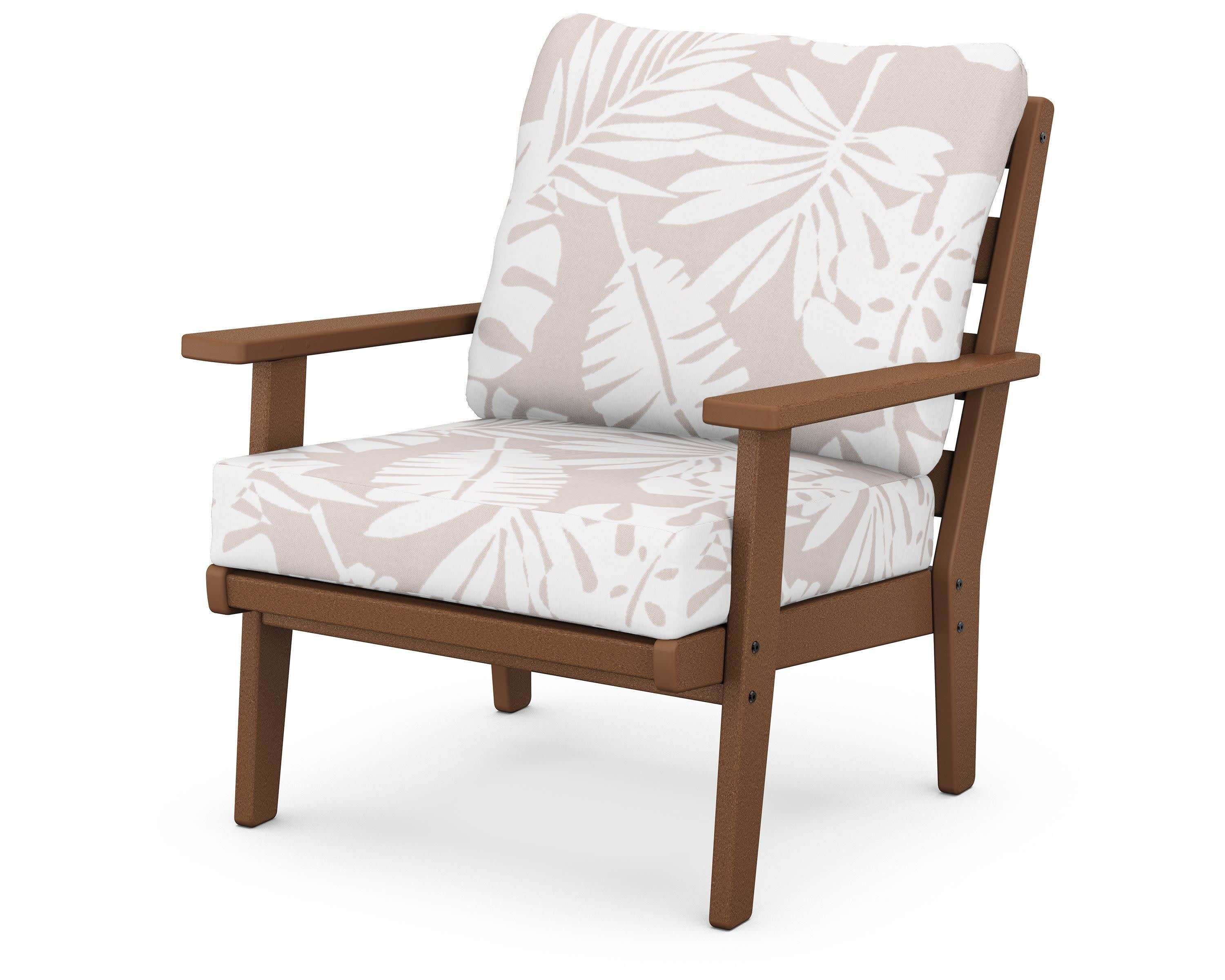 Grant Park Deep Seating Chair in Teak / Leaf Dune Burlap