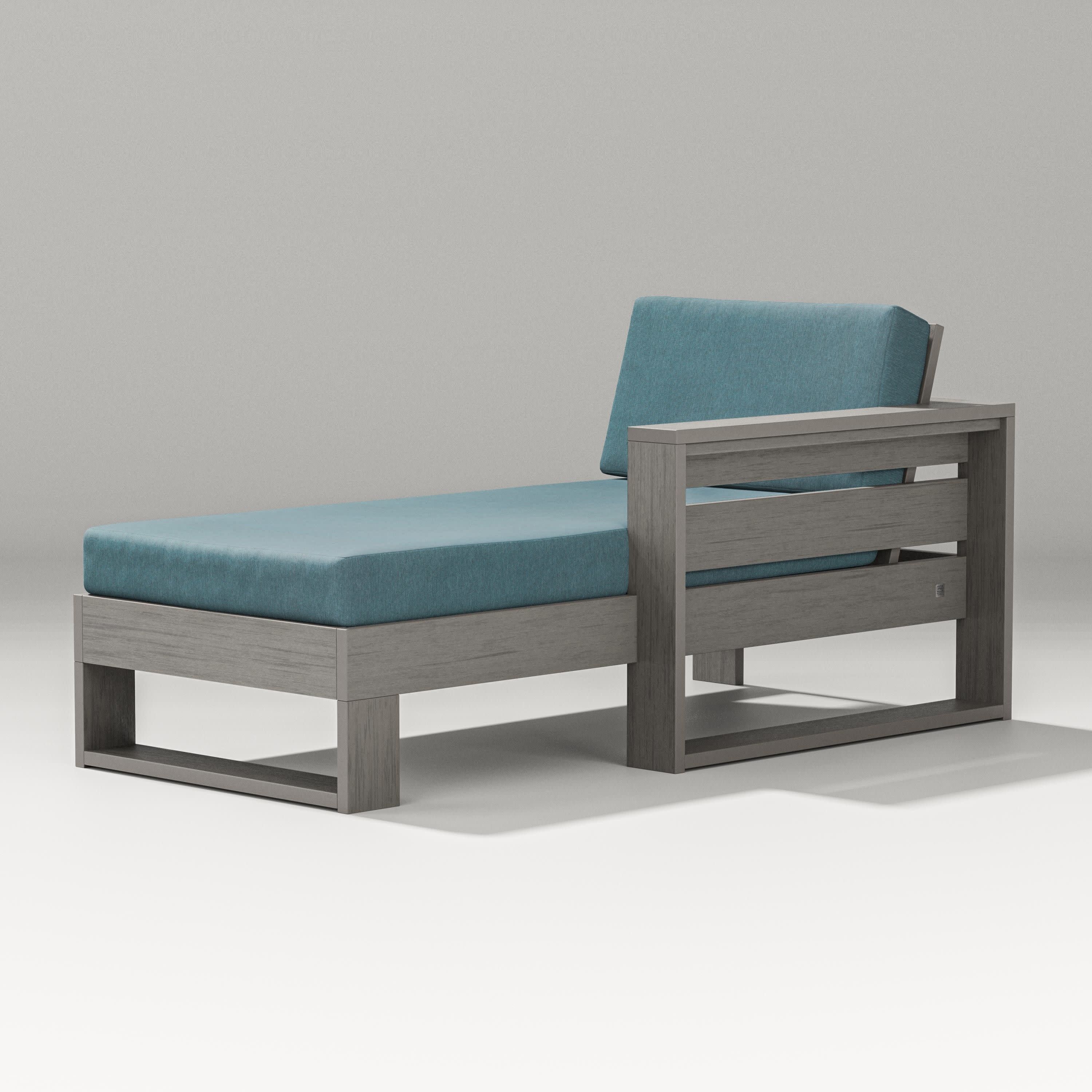 Latitude Modular Right Arm Chaise in Driftwood / Ocean Teal