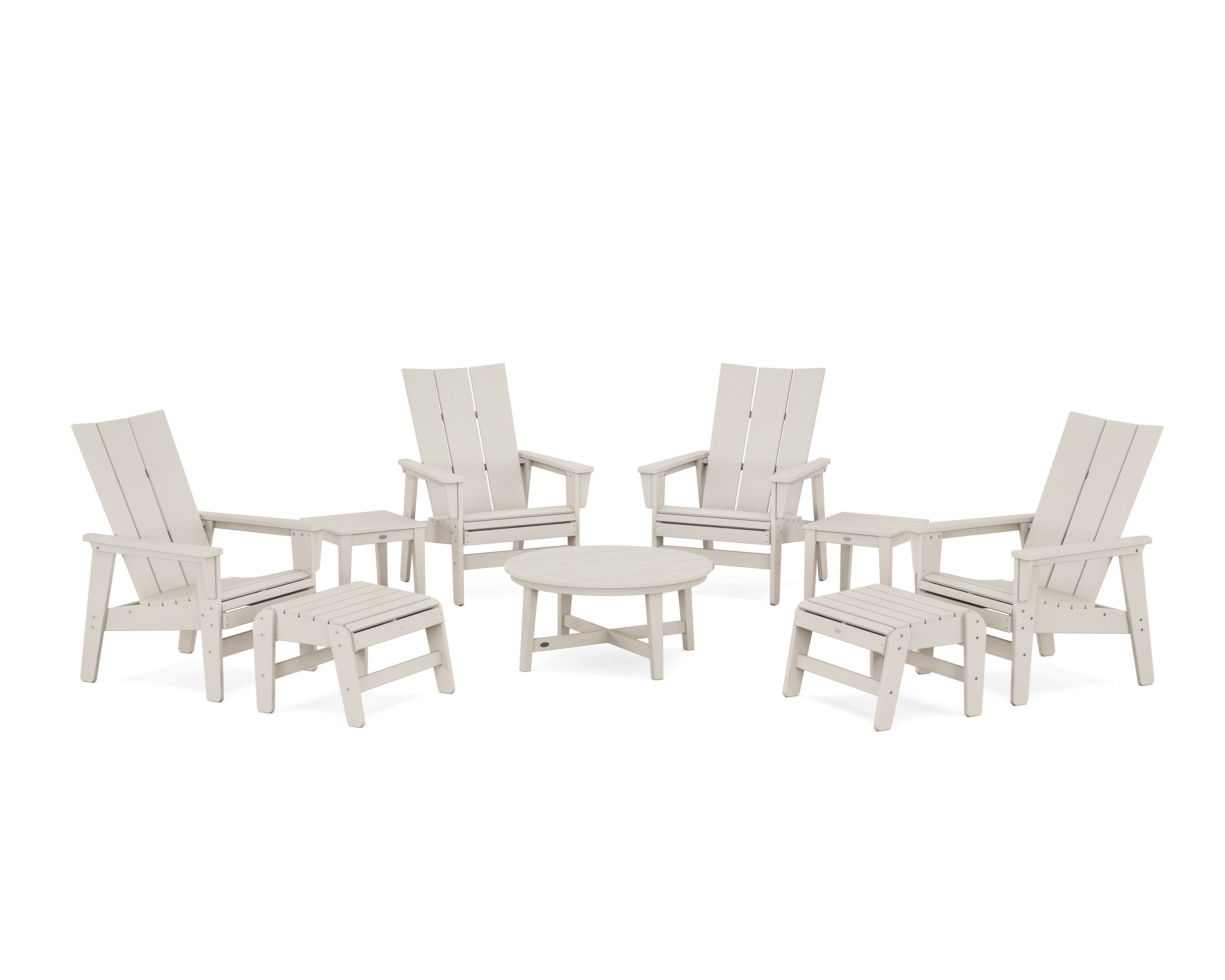 Modern Grand Upright Adirondack 9-Piece Conversation Set in Sand