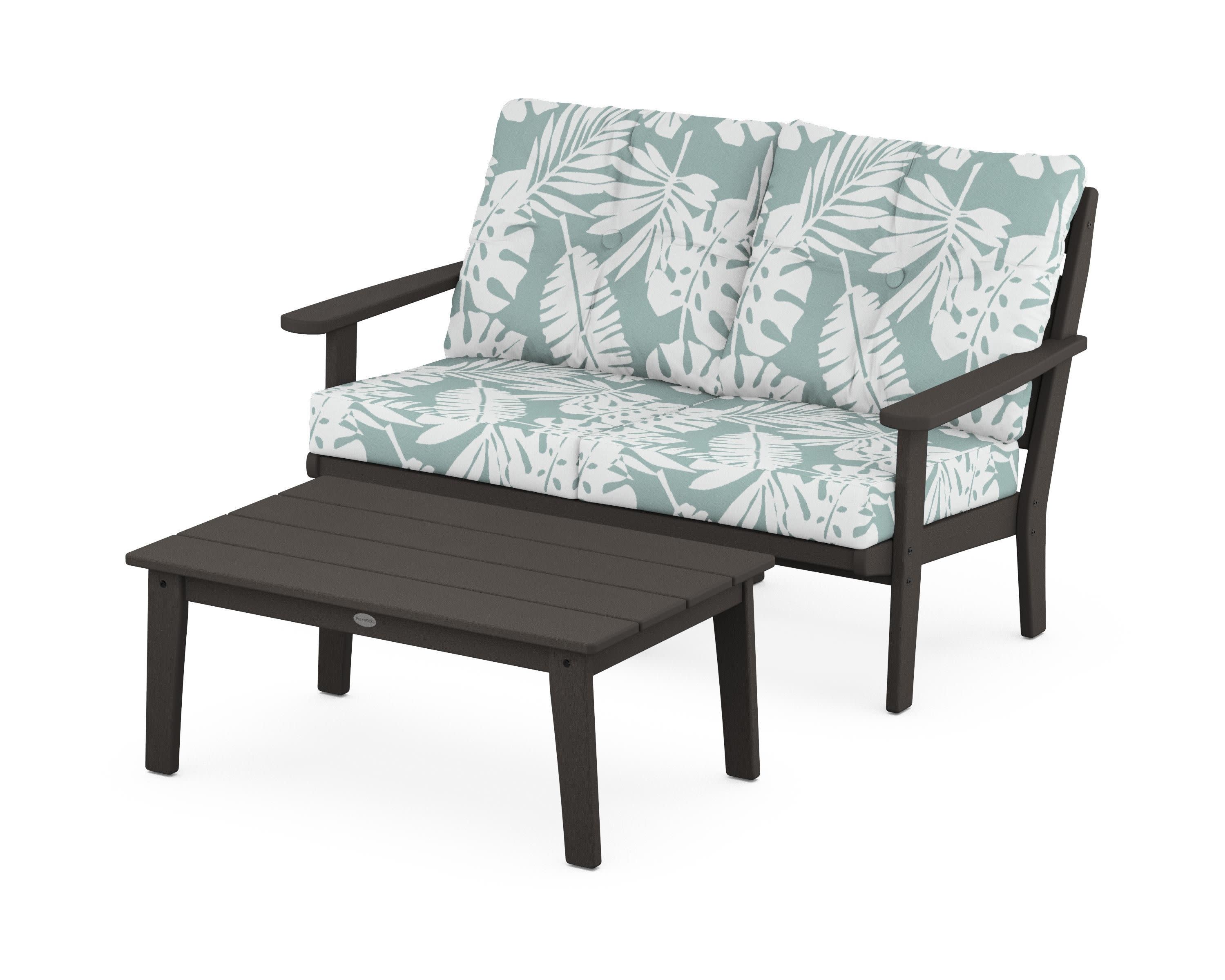 Lakeside 2-Piece Lounge Loveseat Set in Vintage Coffee / Leaf Glacier Spa