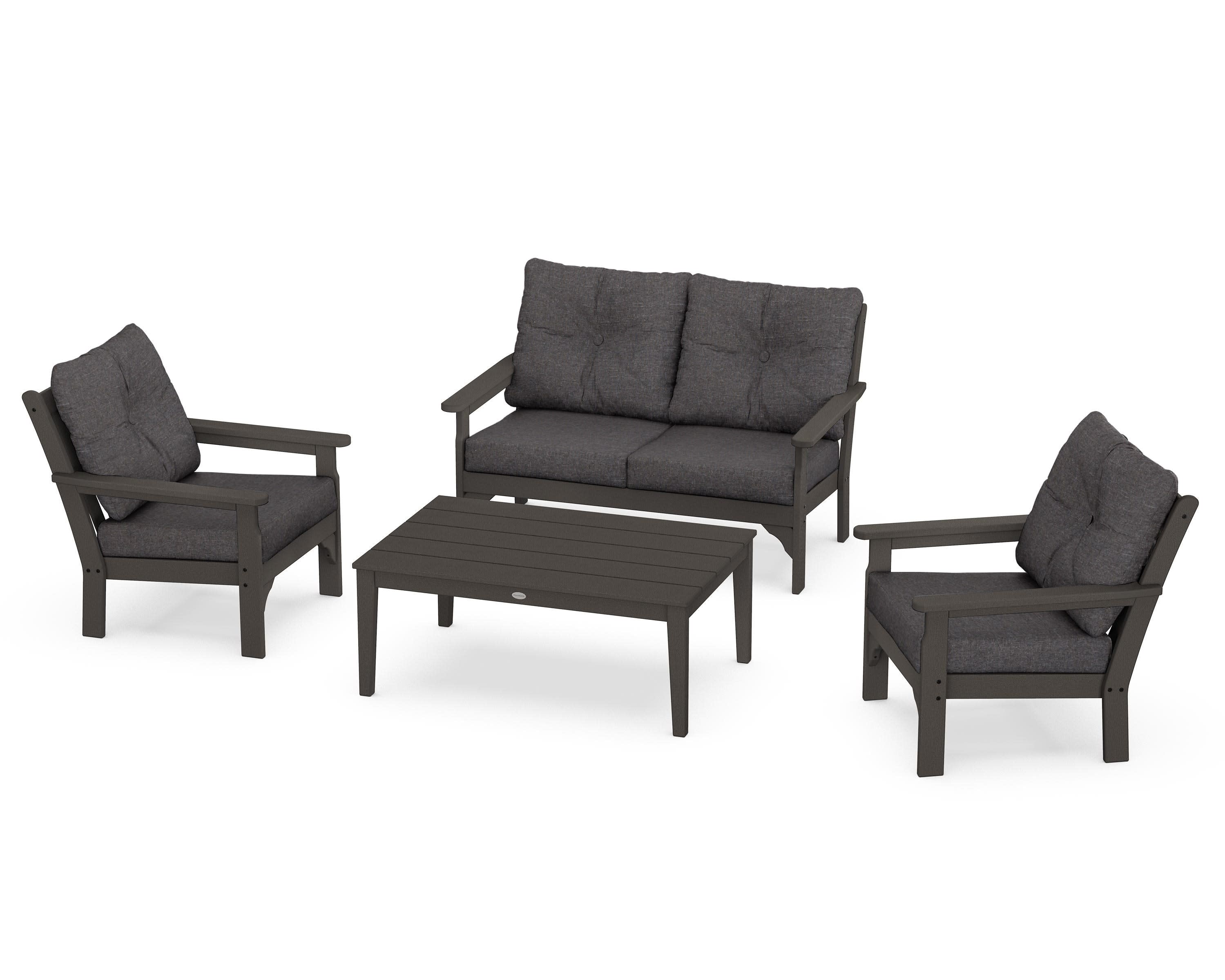 Vineyard 4-Piece Deep Seating Set in Vintage Coffee / Ash Charcoal