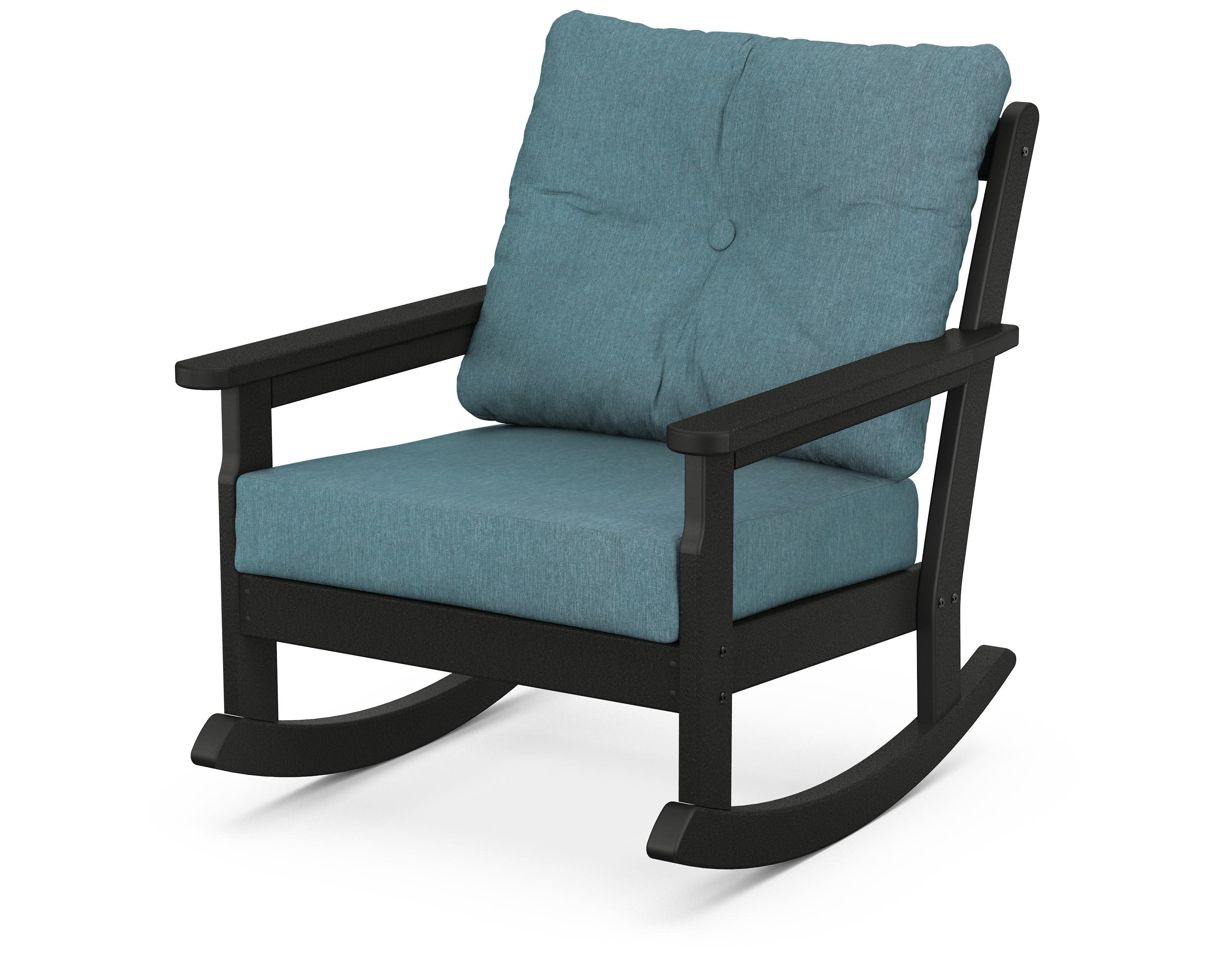 Vineyard Deep Seating Rocking Chair in Black / Ocean Teal