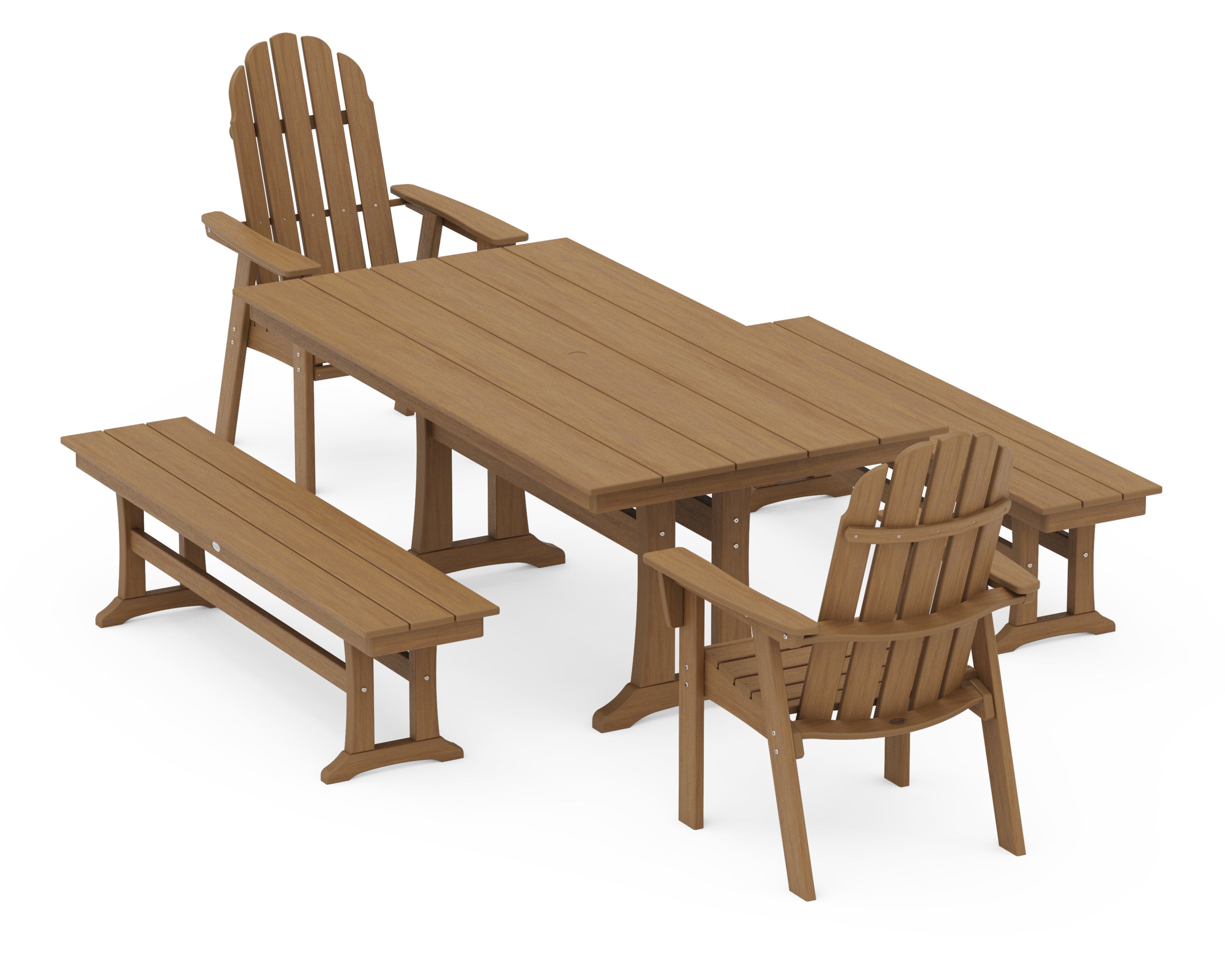 Vineyard Adirondack 5-Piece Farmhouse Dining Set With Trestle Legs in Natural