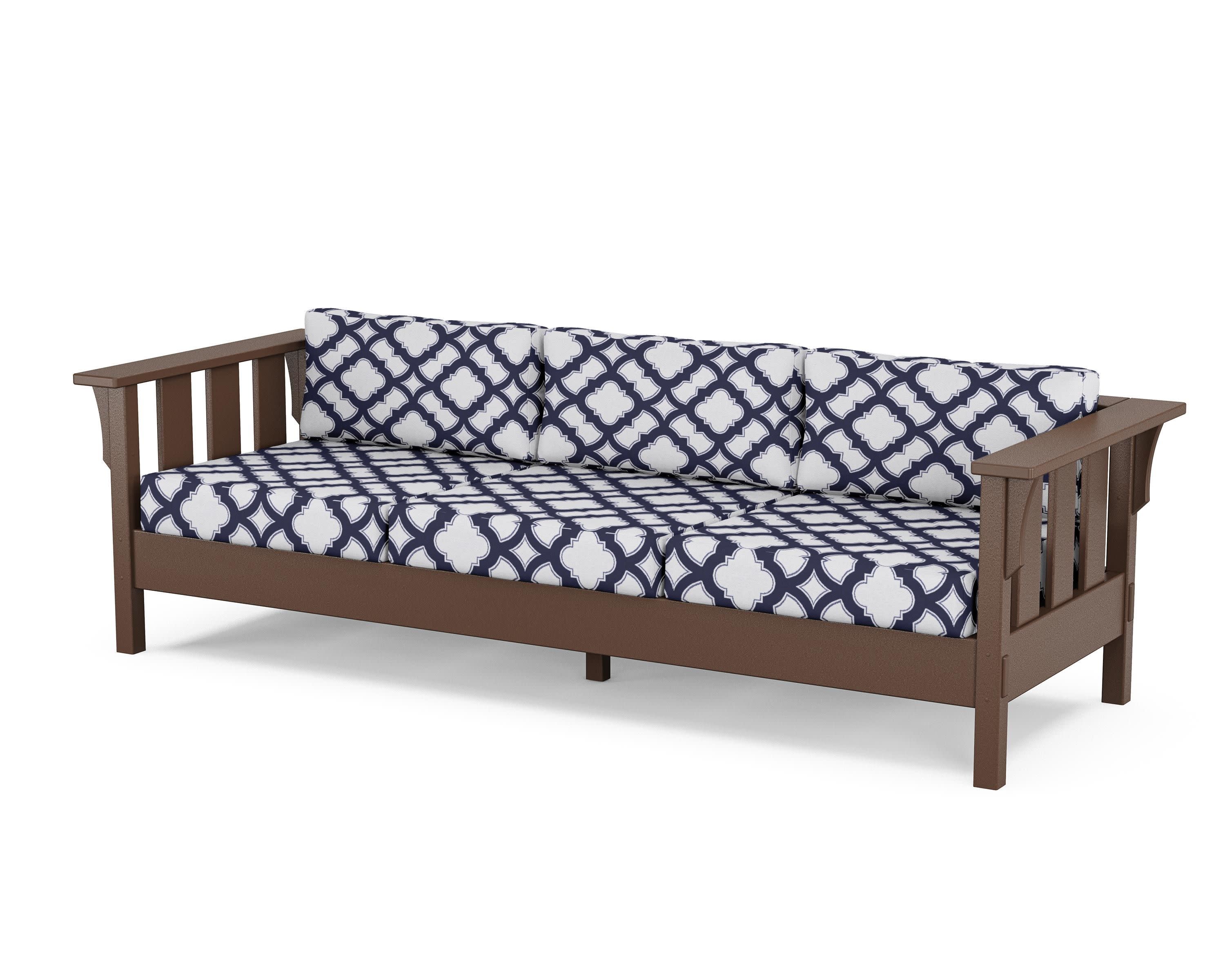 Acadia Deep Seating Sofa in Mahogany / Trellis Navy
