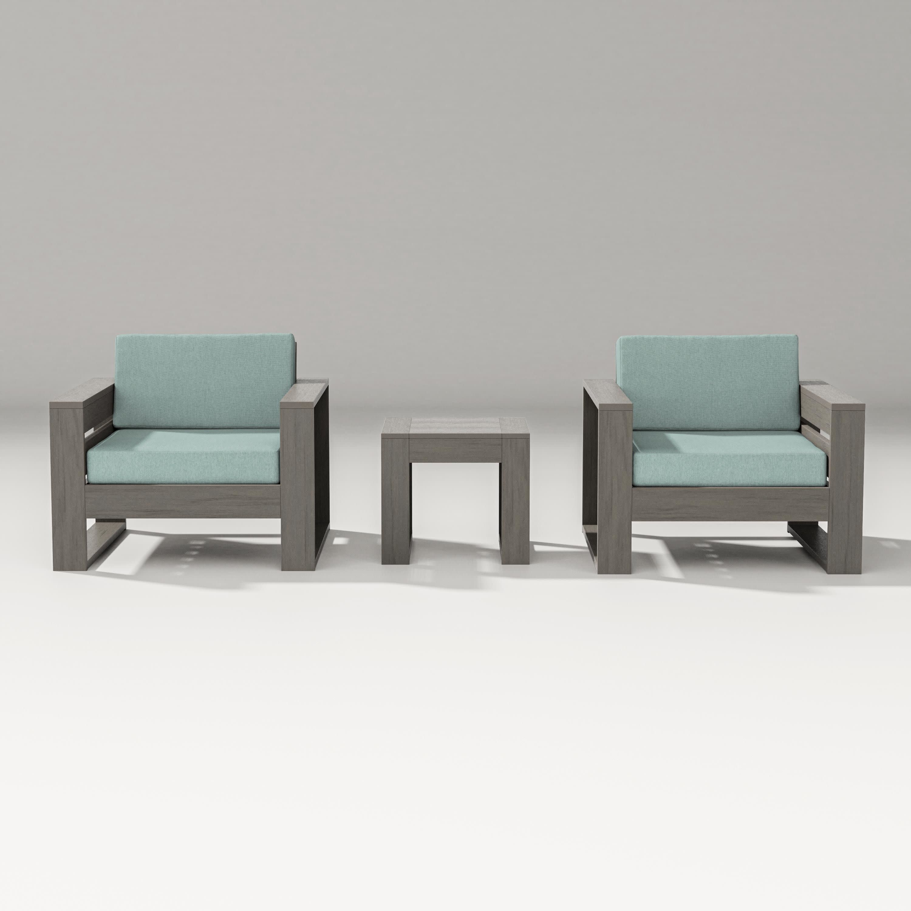 Latitude 3-Piece Lounge Chair Set in Driftwood / Glacier Spa