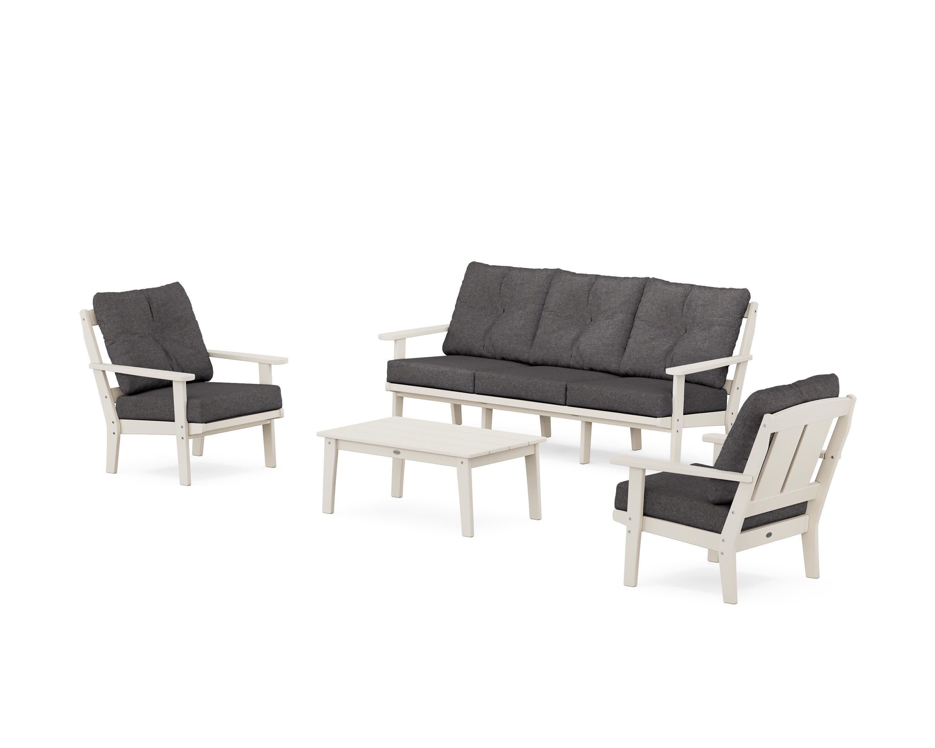 Mission 4-Piece Deep Seating Set with Sofa in Sand / Ash Charcoal