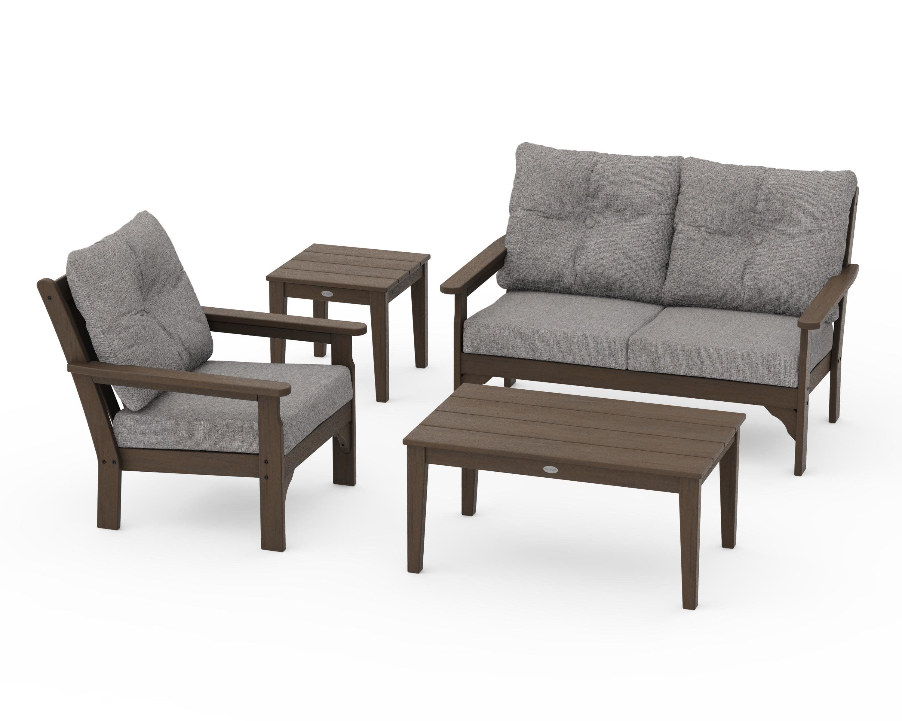 Vineyard 4-Piece Deep Seating Set in Kona / Grey Mist