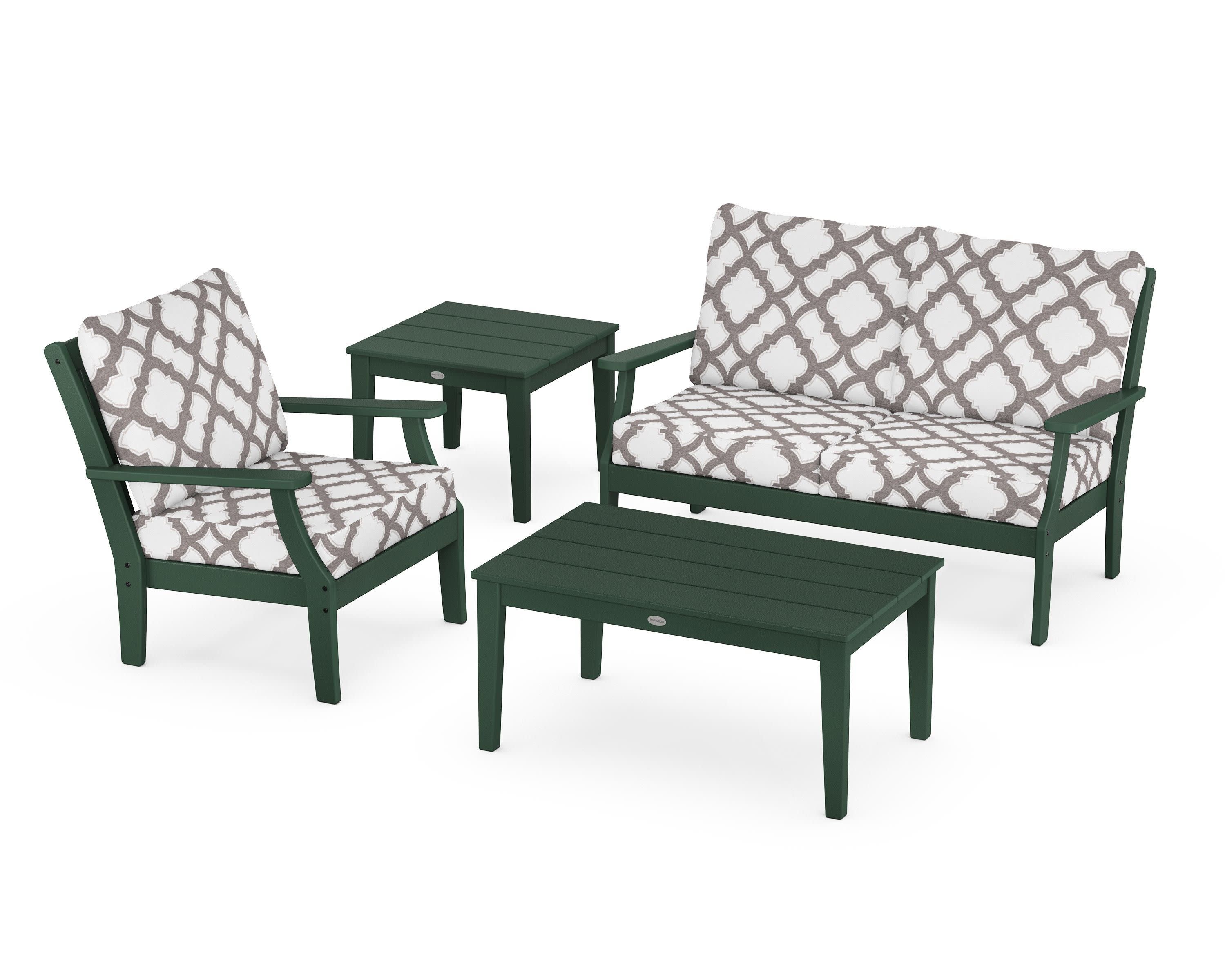 Braxton 4-Piece Deep Seating Set in Green / Trellis Grey Mist