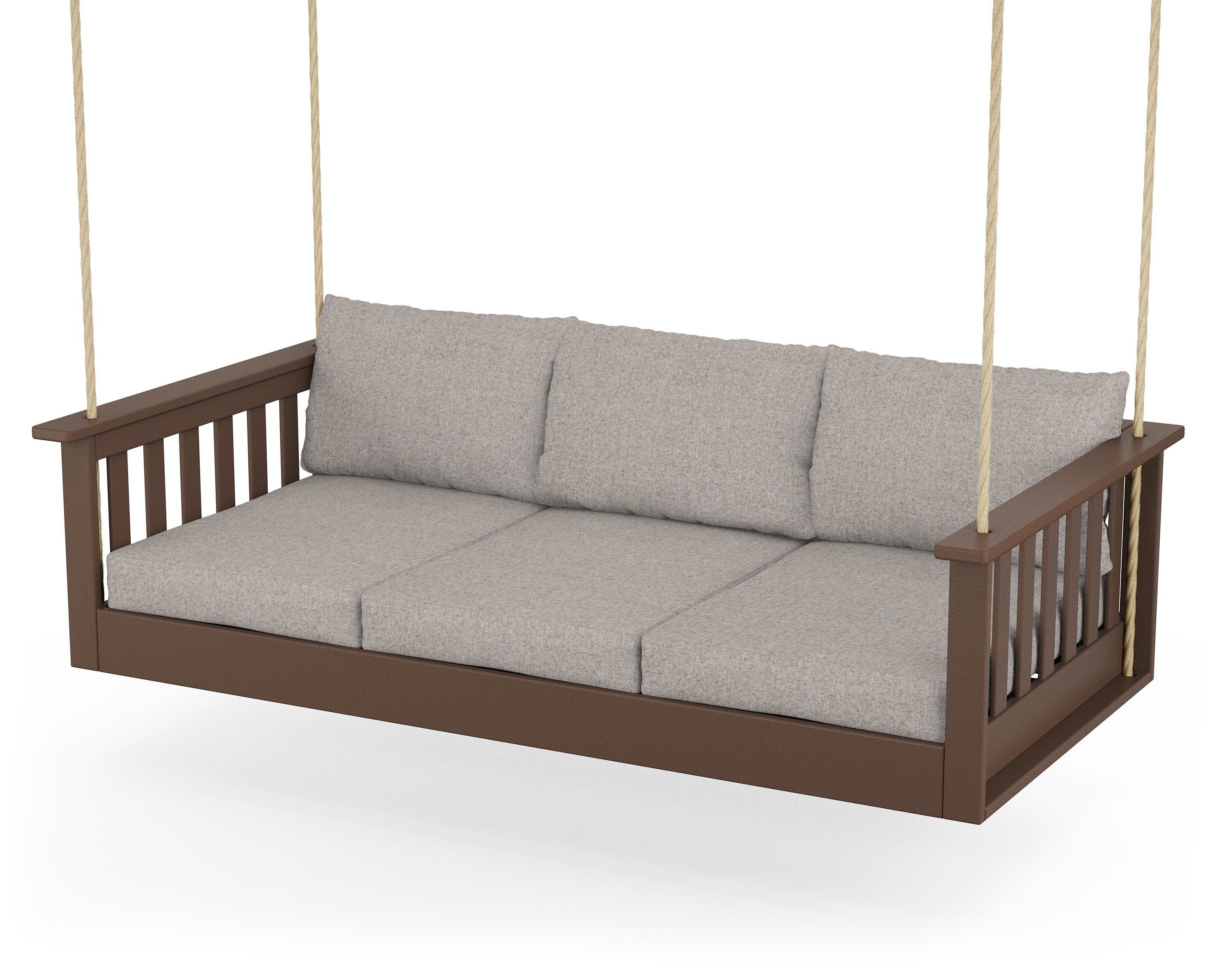 Vineyard Daybed Swing in Mahogany / Weathered Tweed