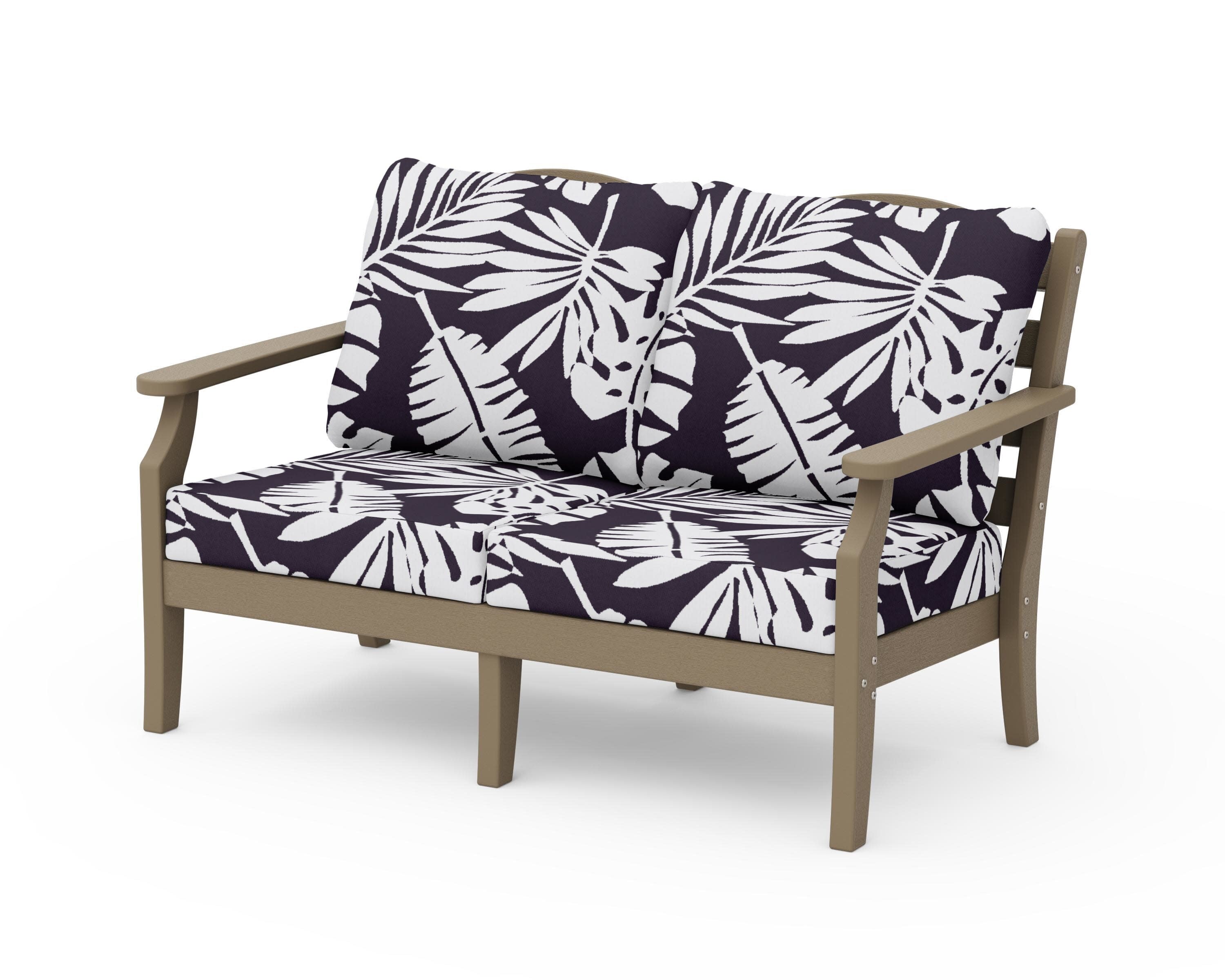 Savannah Deep Seating Loveseat in Vintage Sahara / Leaf Navy