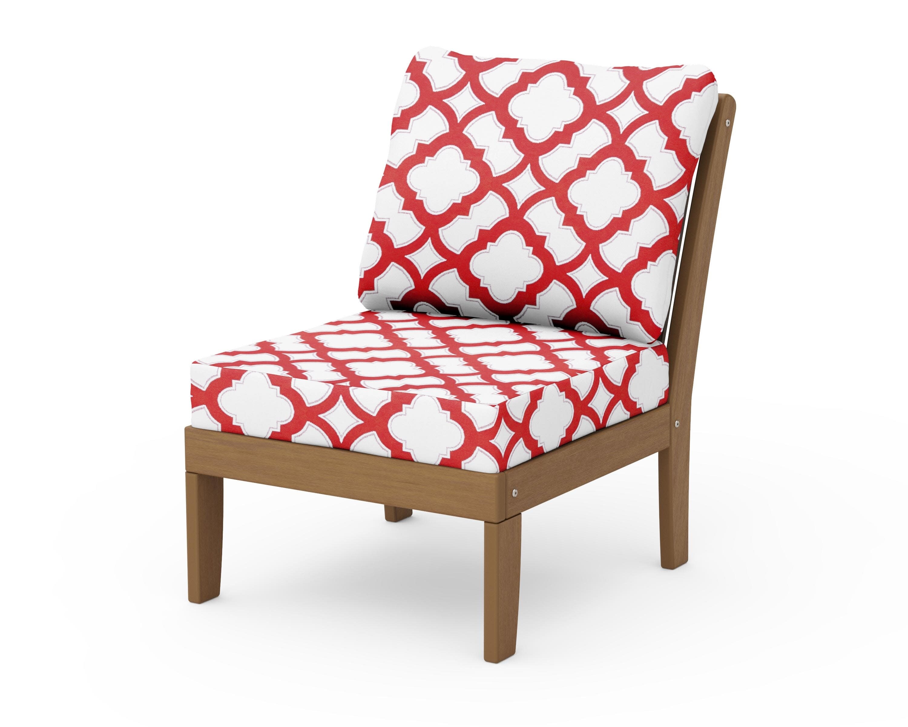 Braxton Modular Armless Chair in Natural / Trellis Crimson