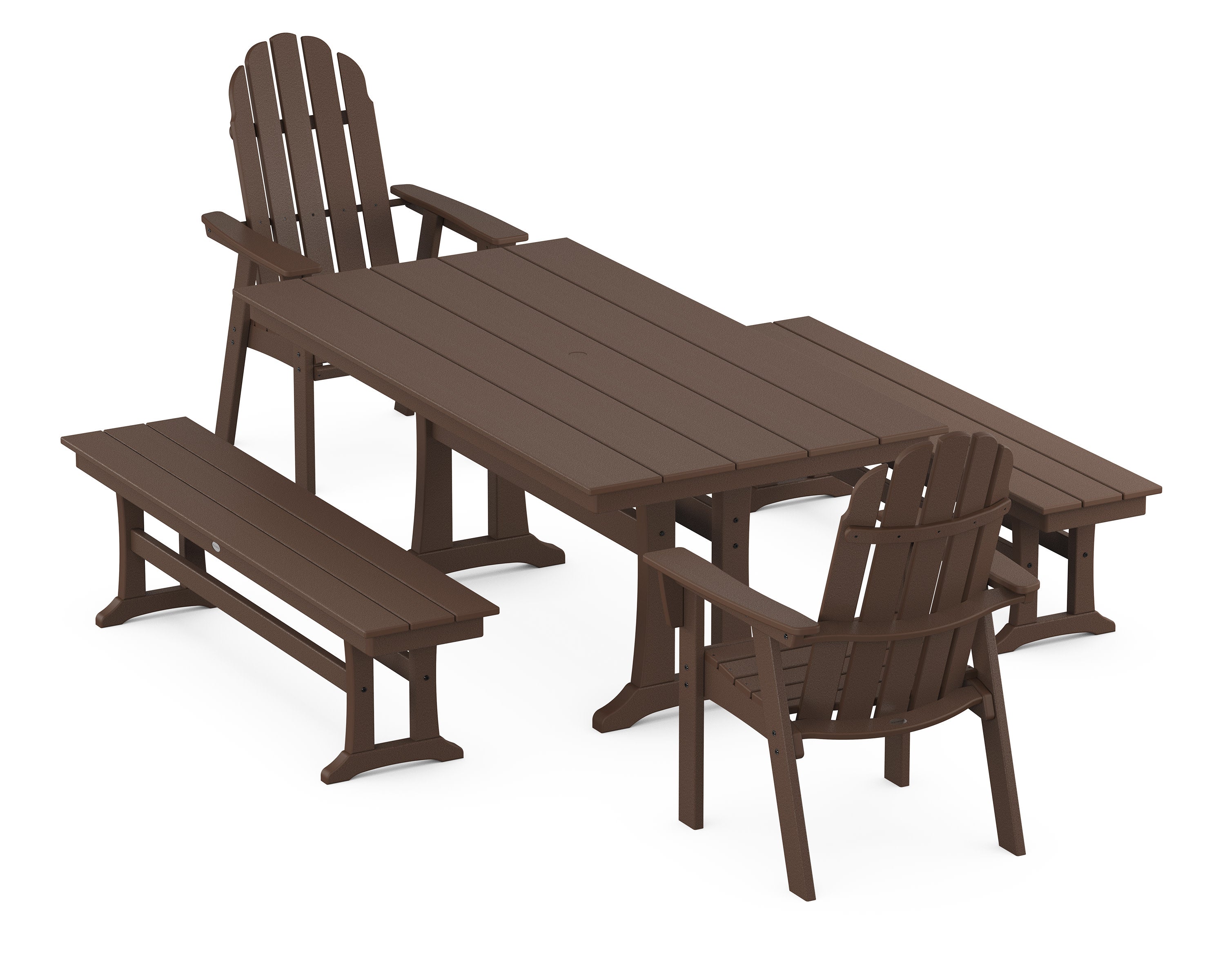 Vineyard Adirondack 5-Piece Farmhouse Dining Set With Trestle Legs in Mahogany
