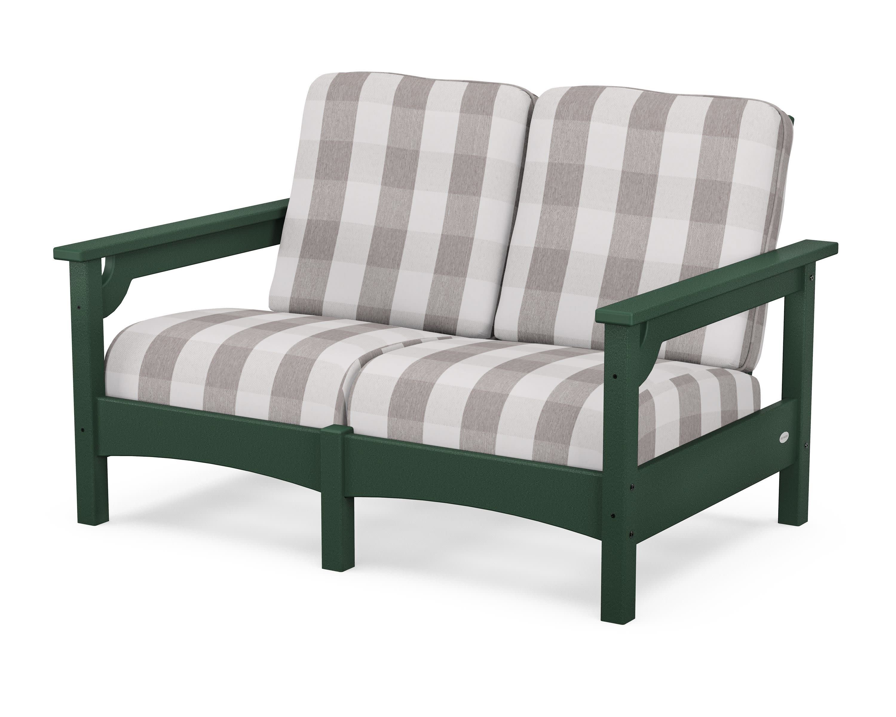 Club Loveseat in Green / Buffalo Plaid Grey Mist