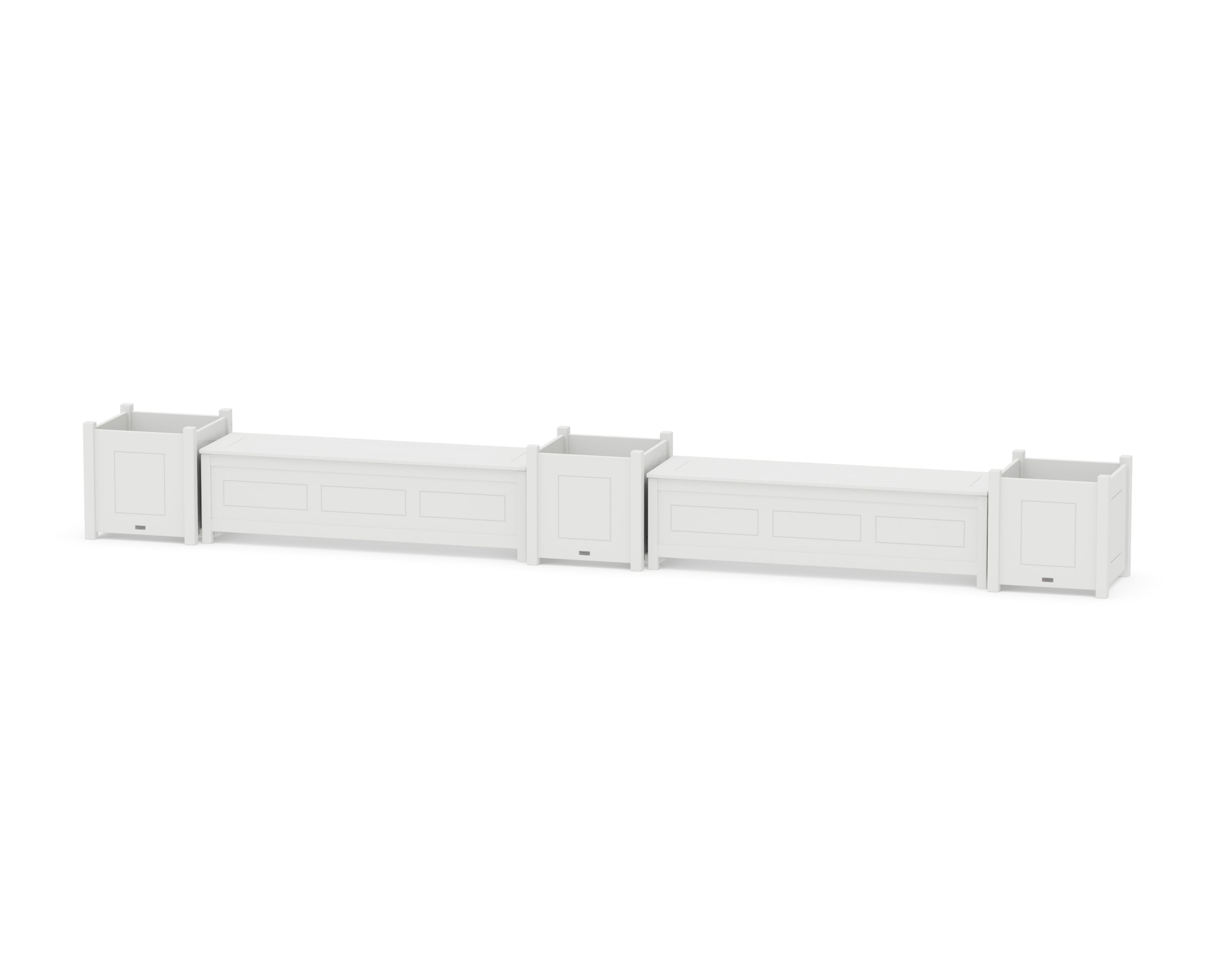 60" Country Living Straight Double Planter Storage Bench Set- Large in White