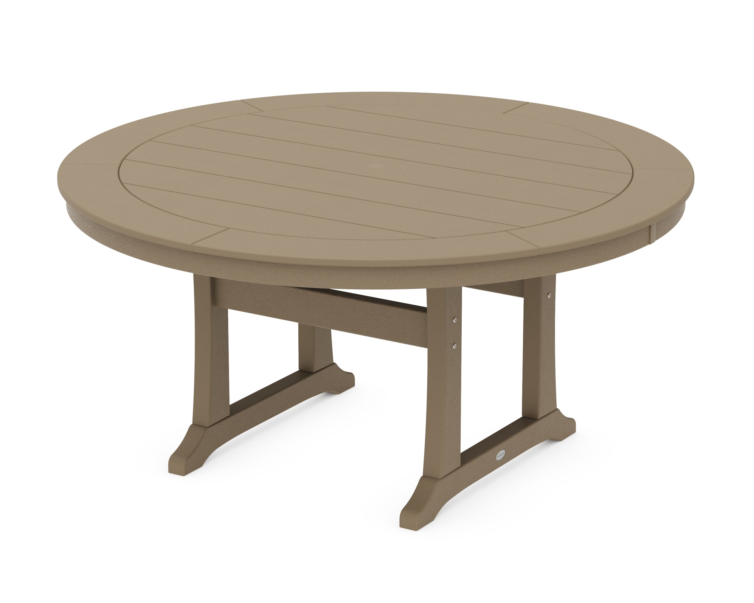 Nautical Trestle 60" Round Dining Table in Vintage Sahara