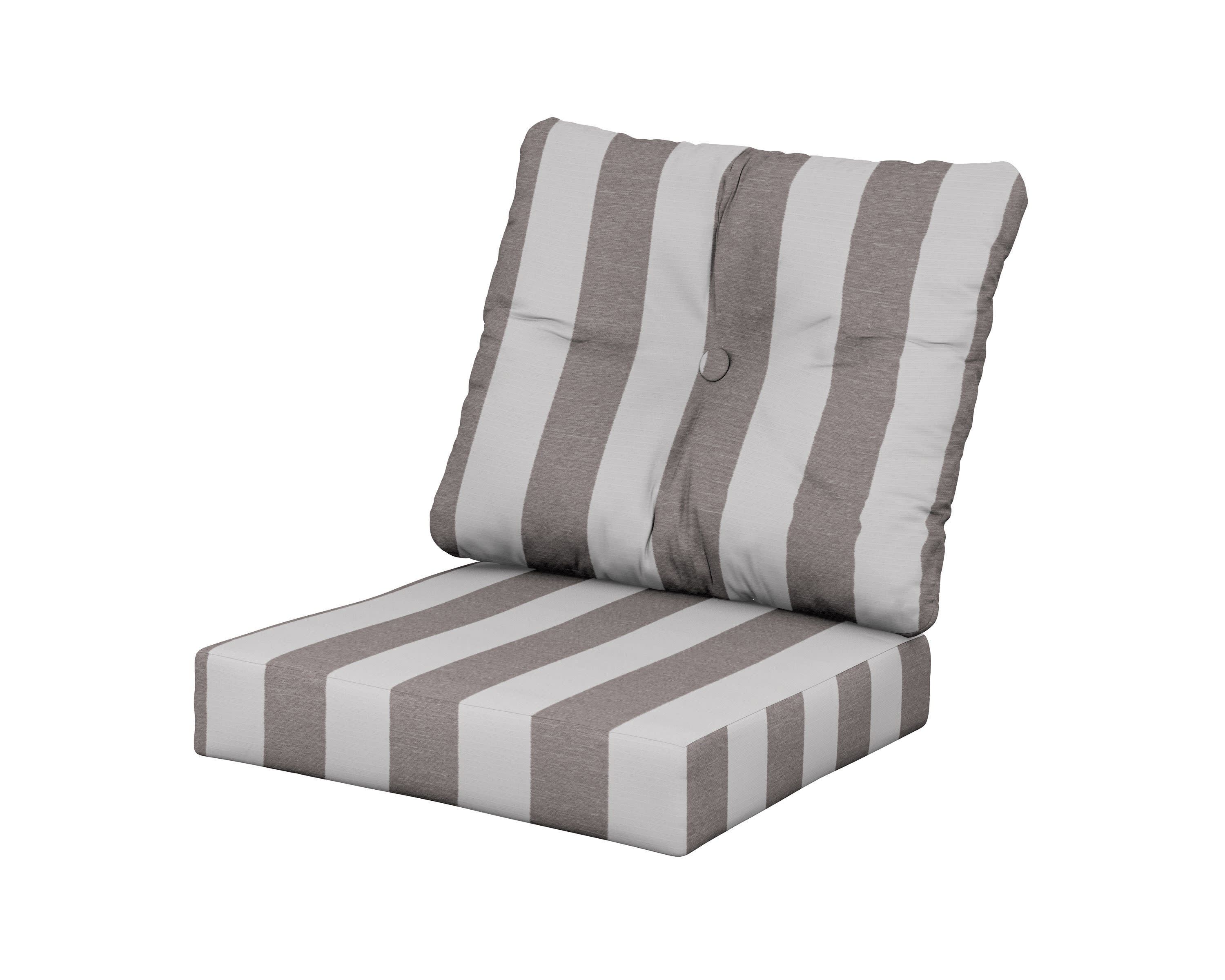 Vineyard Seat/Back Cushion in Cabana Stripe Grey Mist