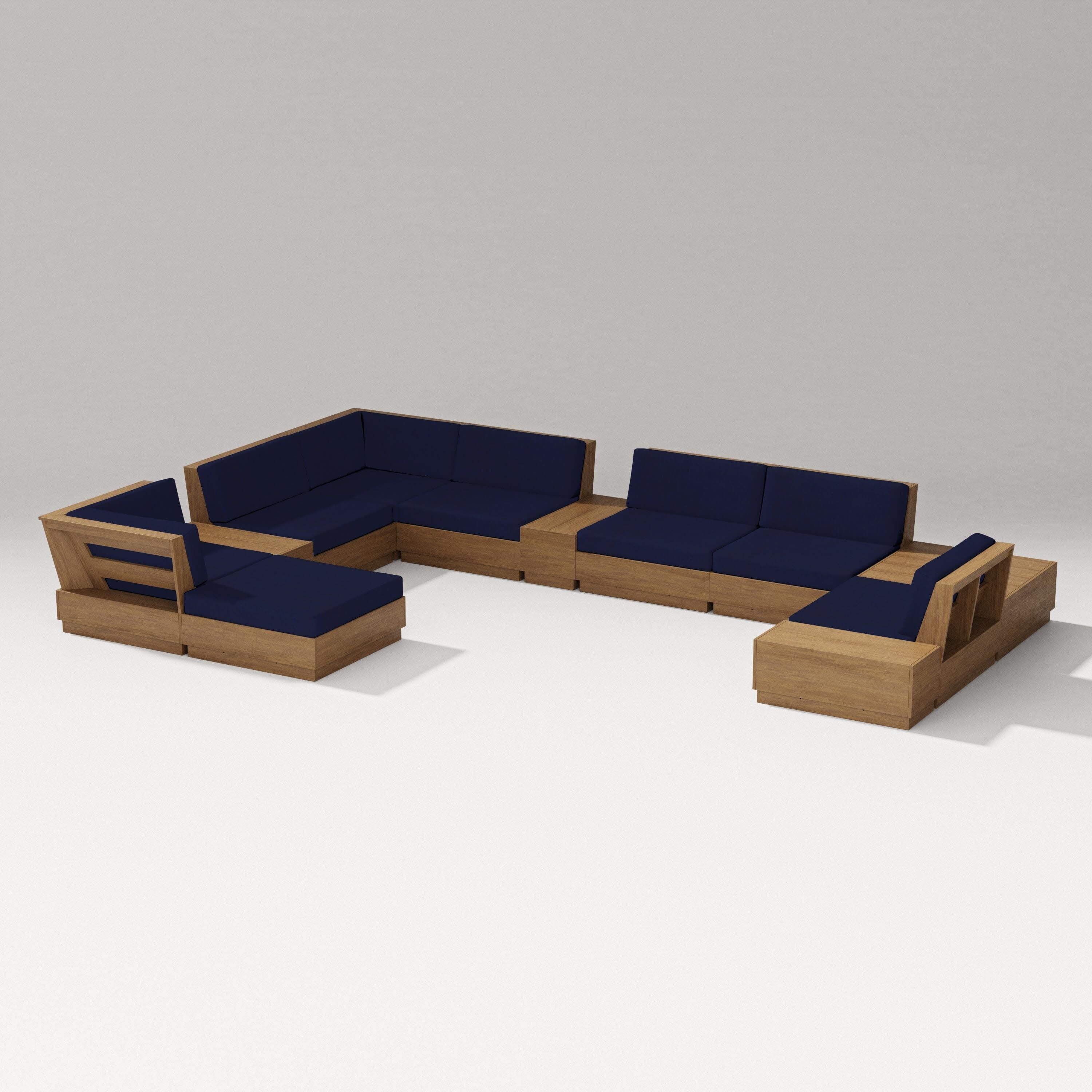 Elevate 12-Piece Conversation Sectional Set in Natural / Navy