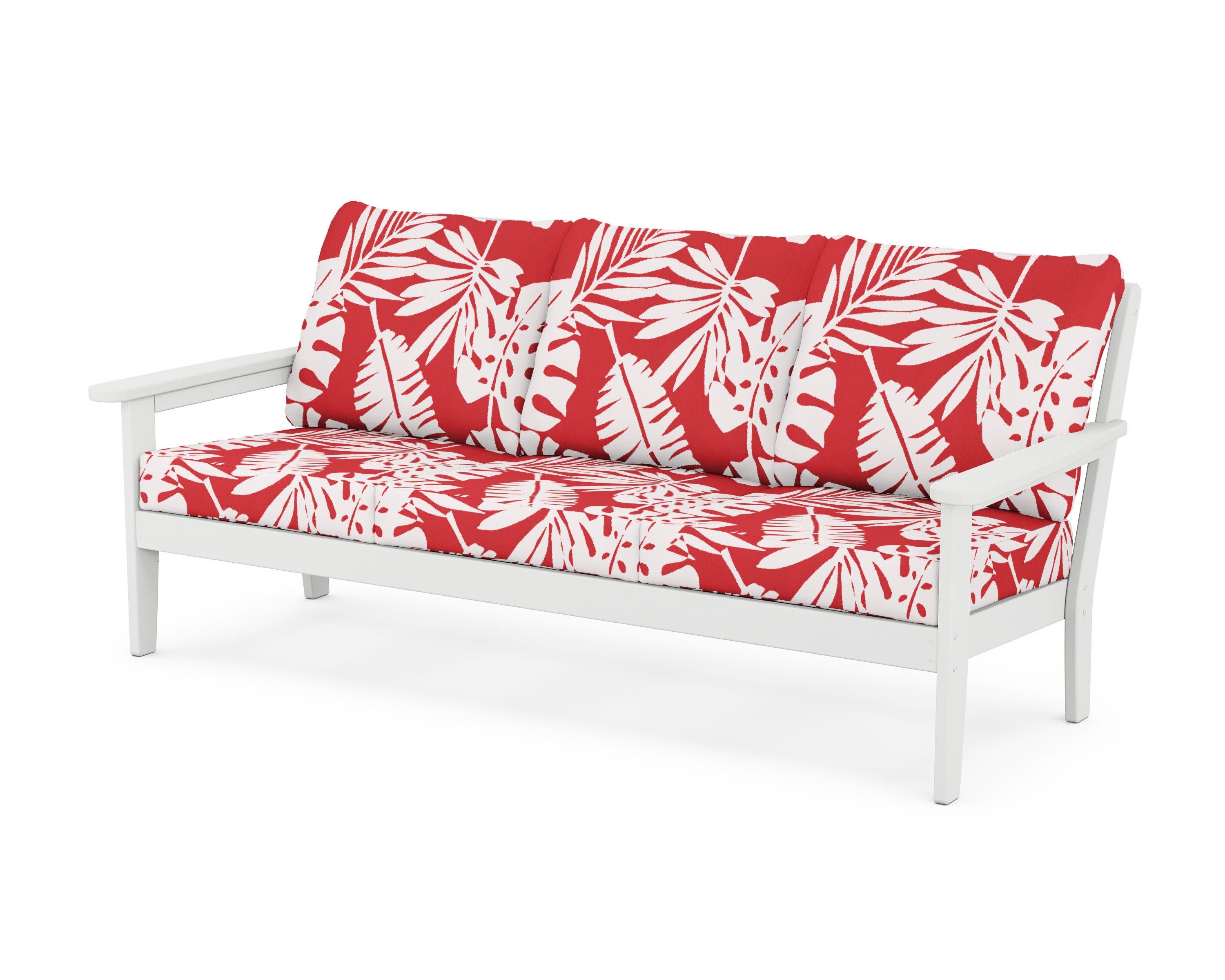 Cottage Deep Seating Sofa in White / Leaf Crimson