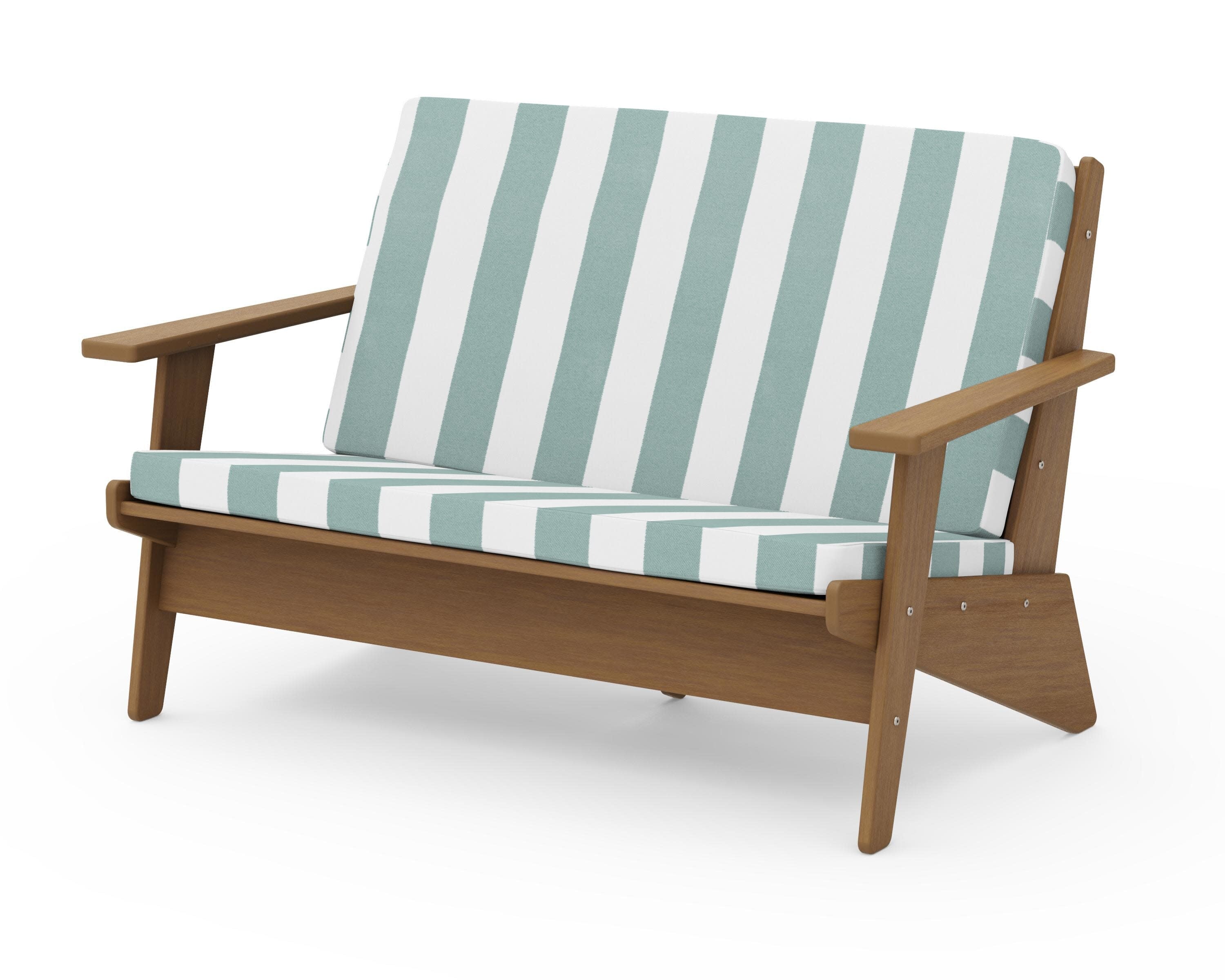 Riviera Modern Lounge Loveseat in Natural / Cabana Stripe Glacier Spa
