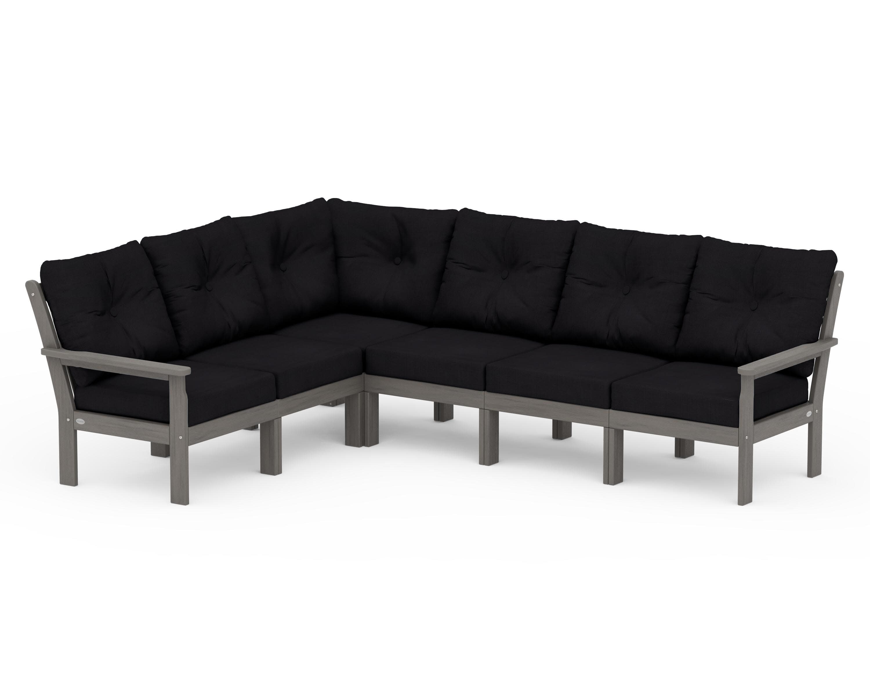Vineyard 6-Piece Sectional in Driftwood / Midnight Linen