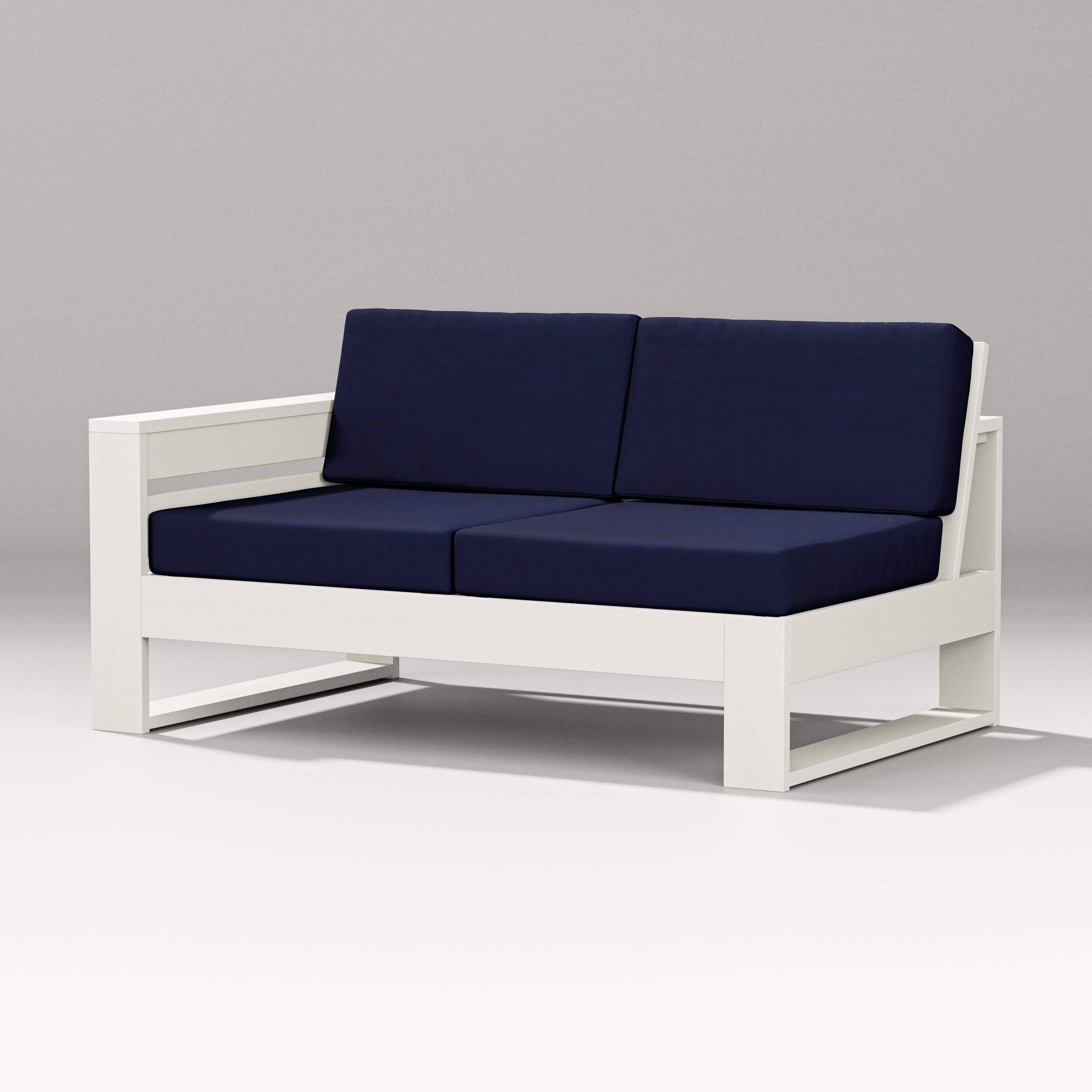 Latitude Modular Left Arm Loveseat in Vintage White / Navy