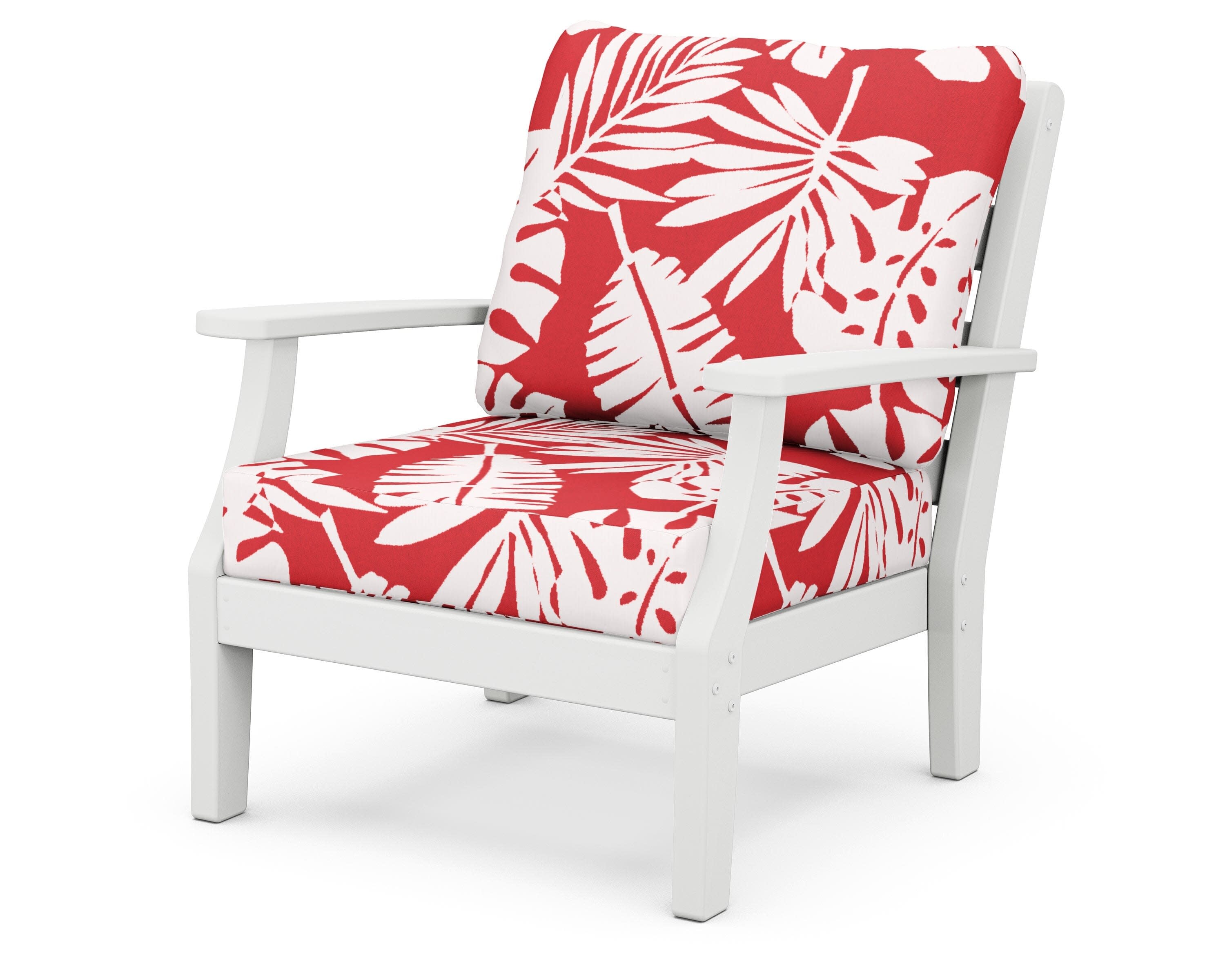 Chesapeake Deep Seating Chair in White / Leaf Crimson