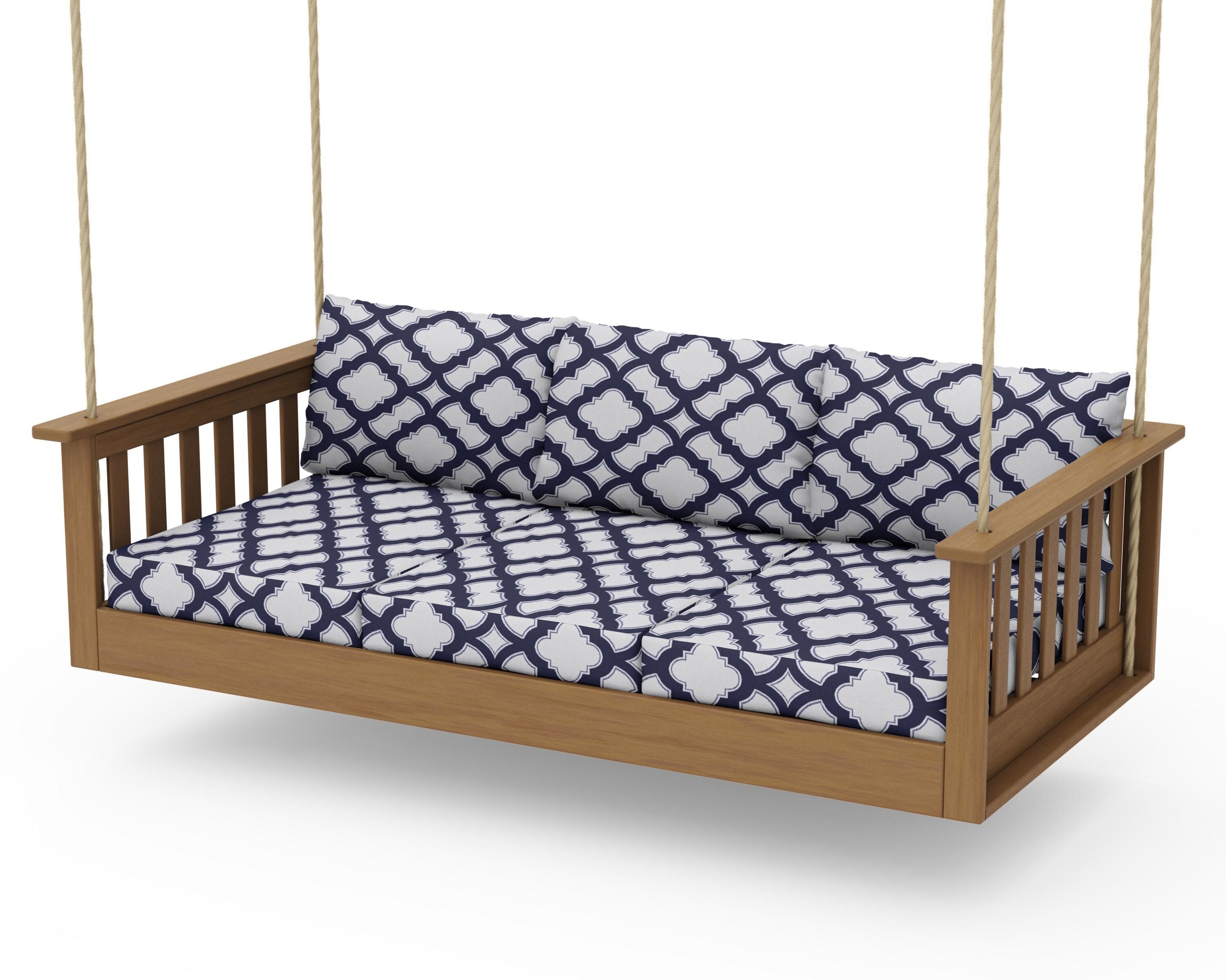 Vineyard Daybed Swing in Natural / Trellis Navy