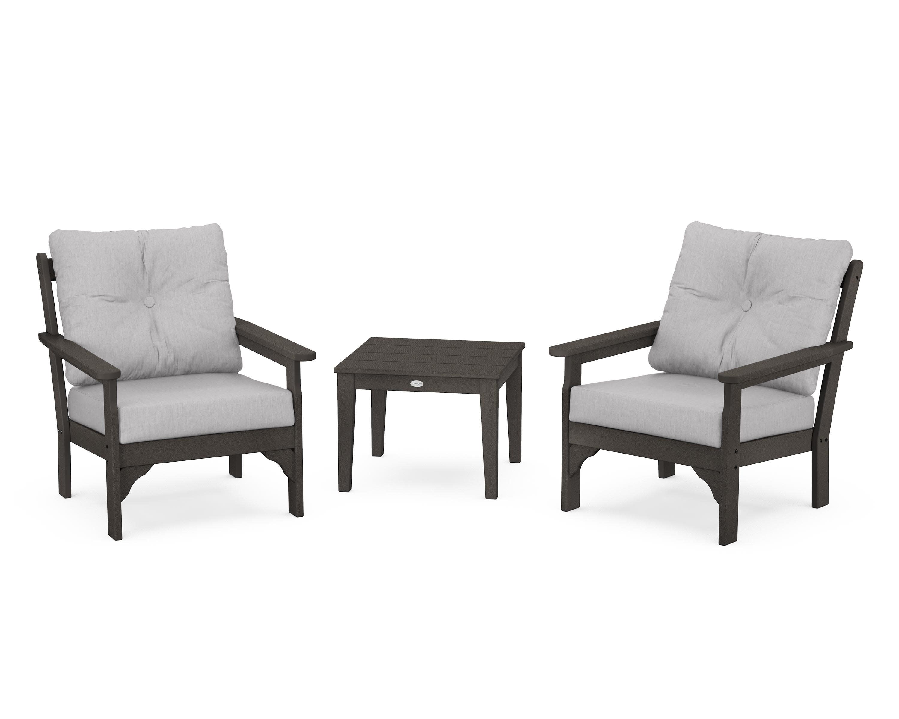 Vineyard 3-Piece Deep Seating Set in Vintage Coffee / Granite