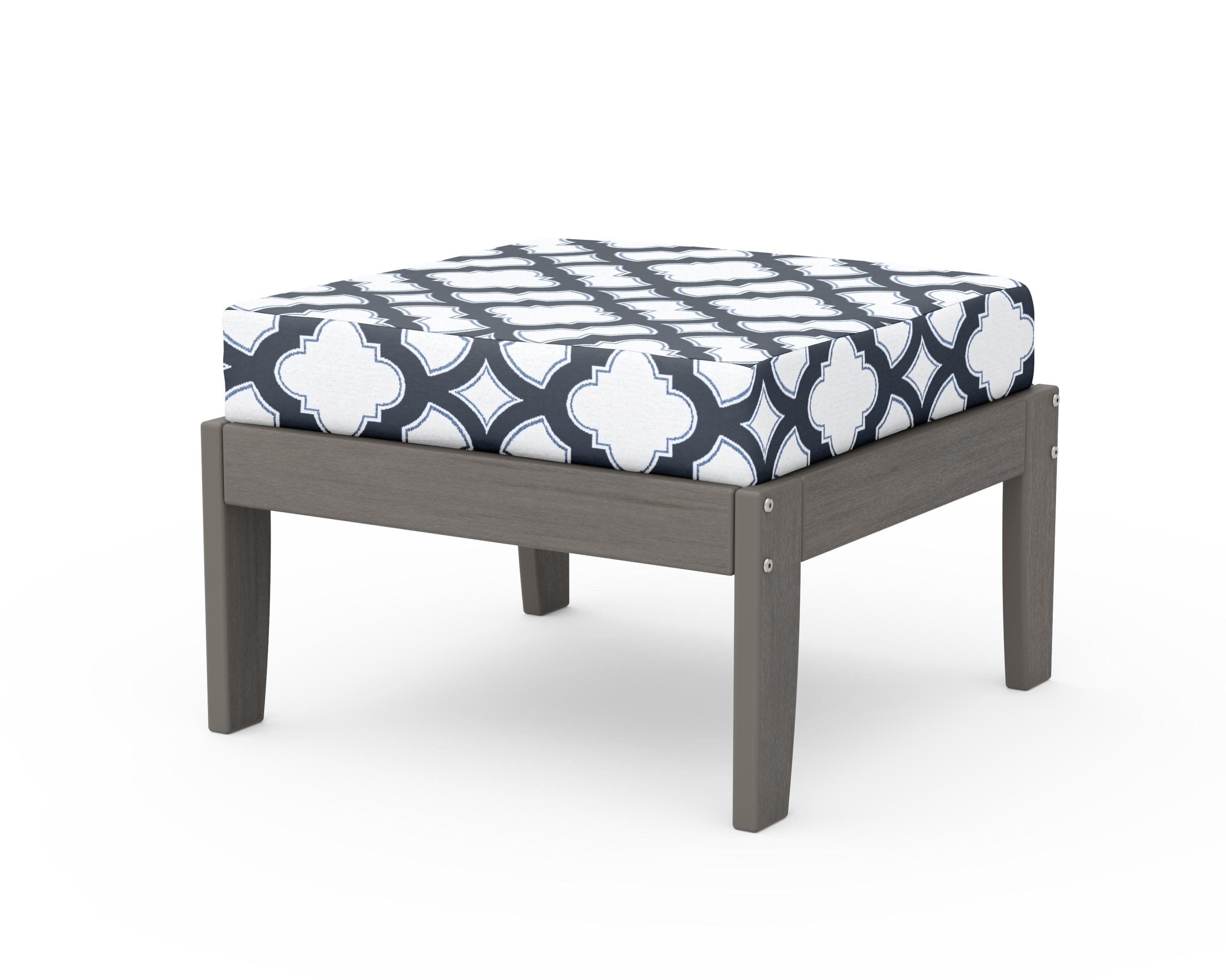 Modular Ottoman - Classic in Driftwood / Trellis Marine Indigo