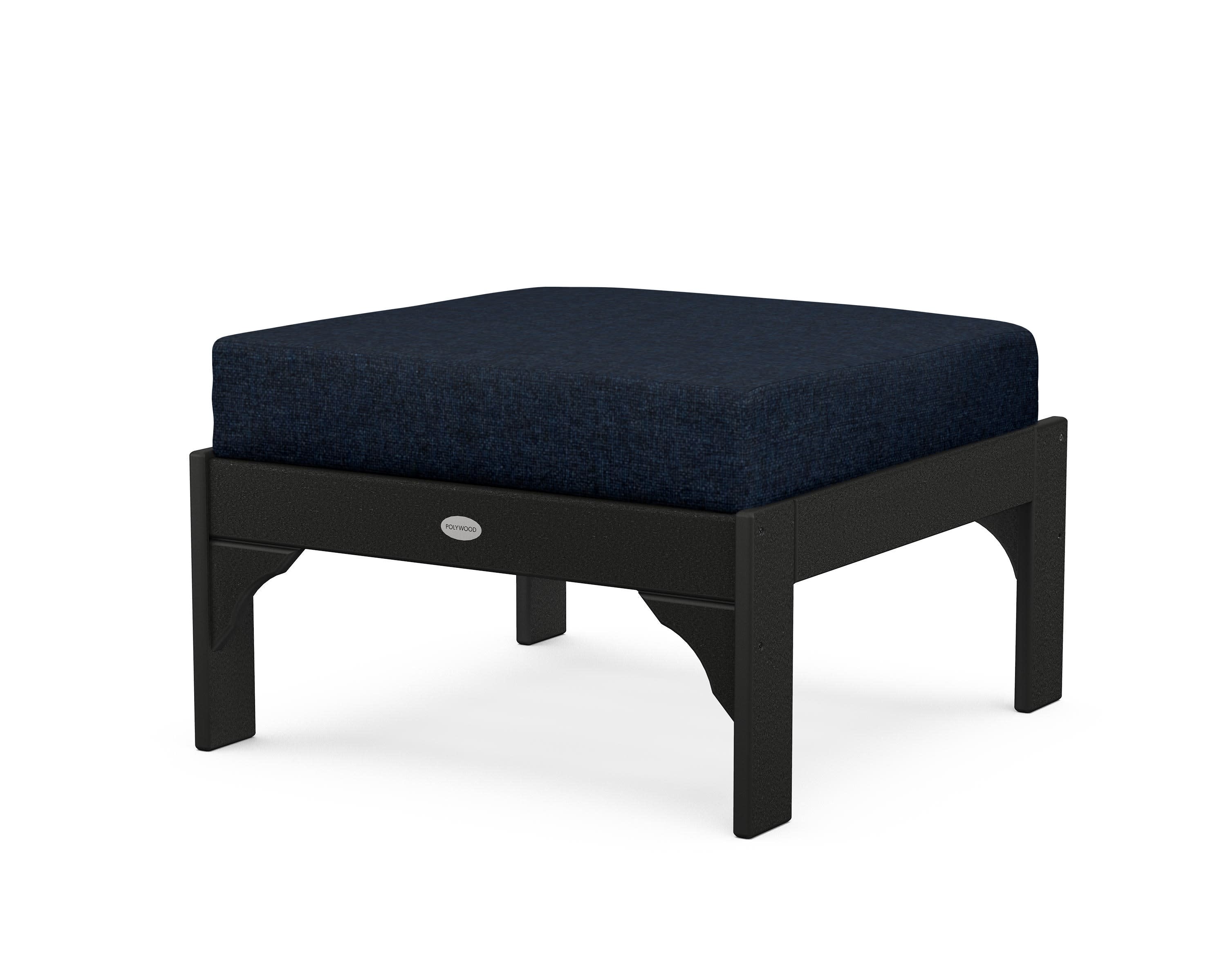Vineyard Deep Seating Ottoman in Black / Marine Indigo