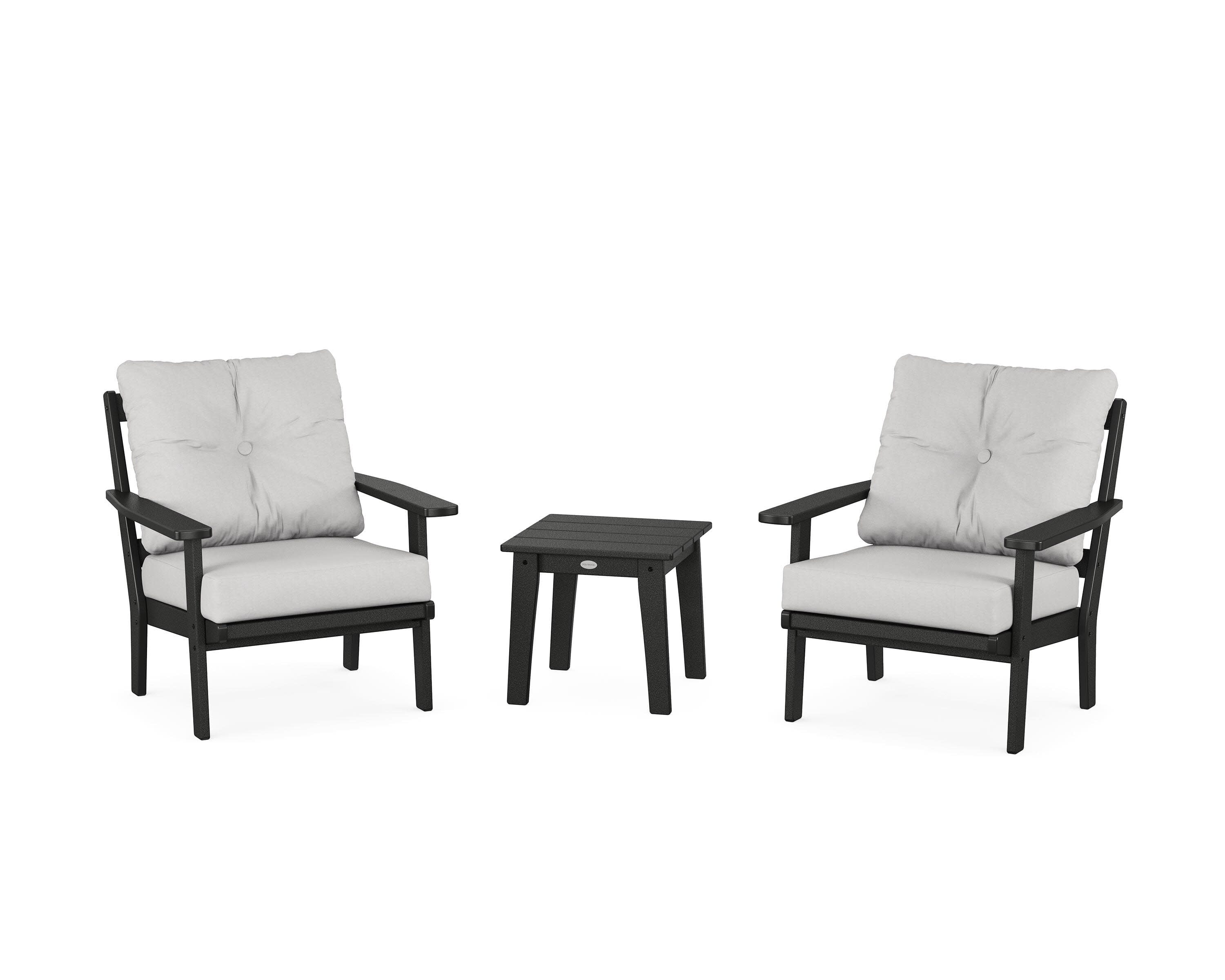 Prairie 3-Piece Deep Seating Set in Black / Diamond in the Rough
