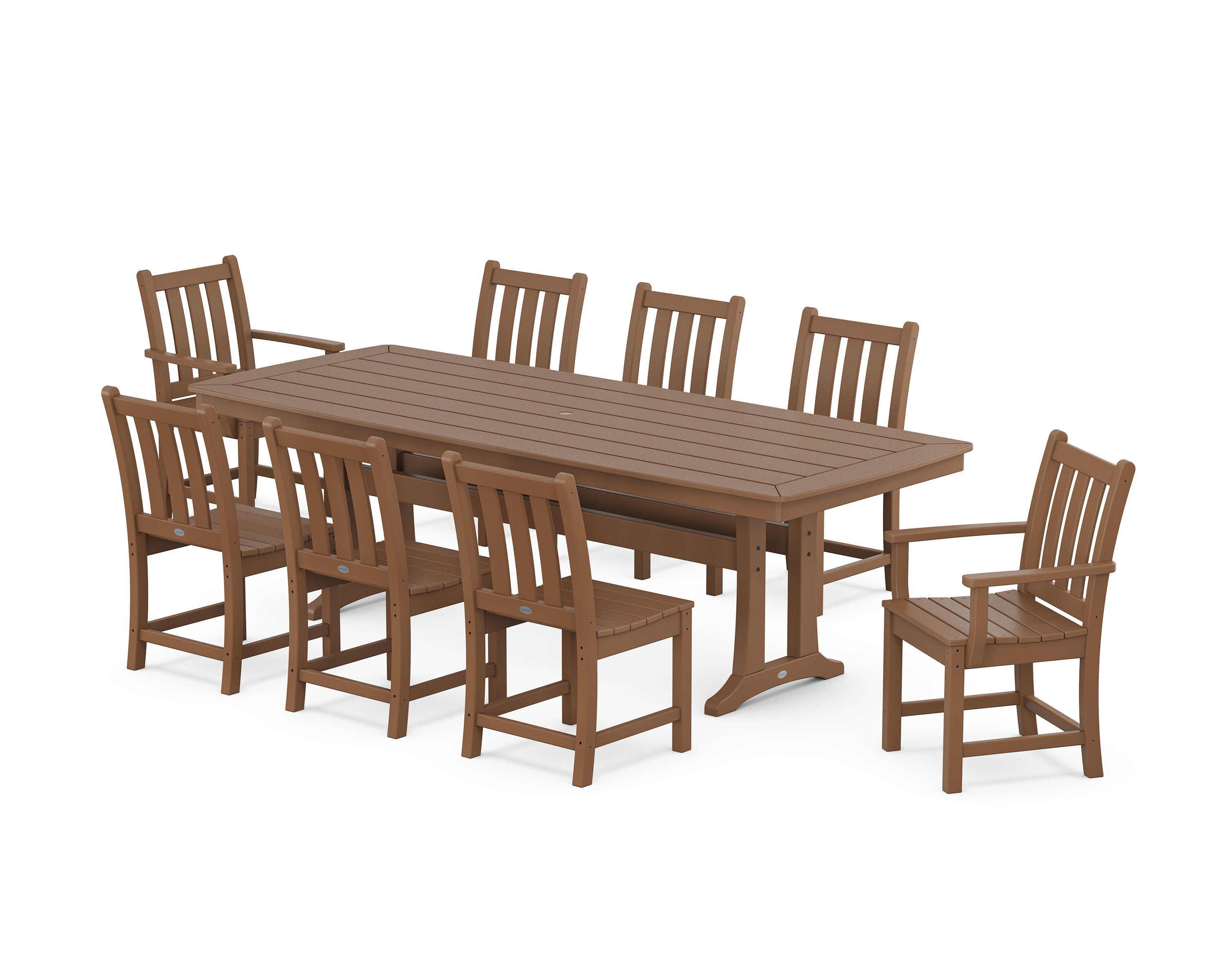 Traditional Garden 9-Piece Dining Set with Trestle Legs in Teak