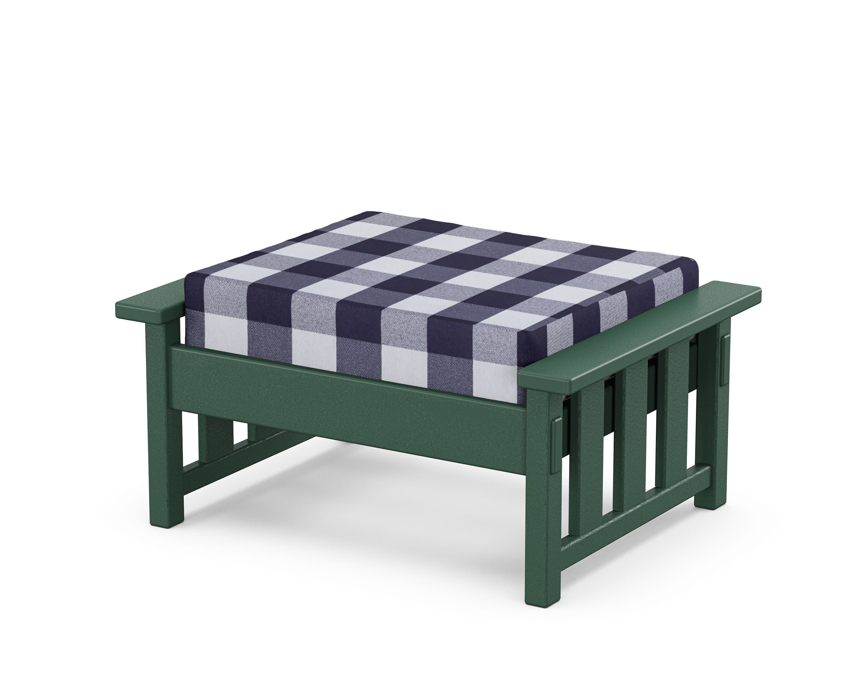Acadia Deep Seating Ottoman in Green / Buffalo Plaid Navy