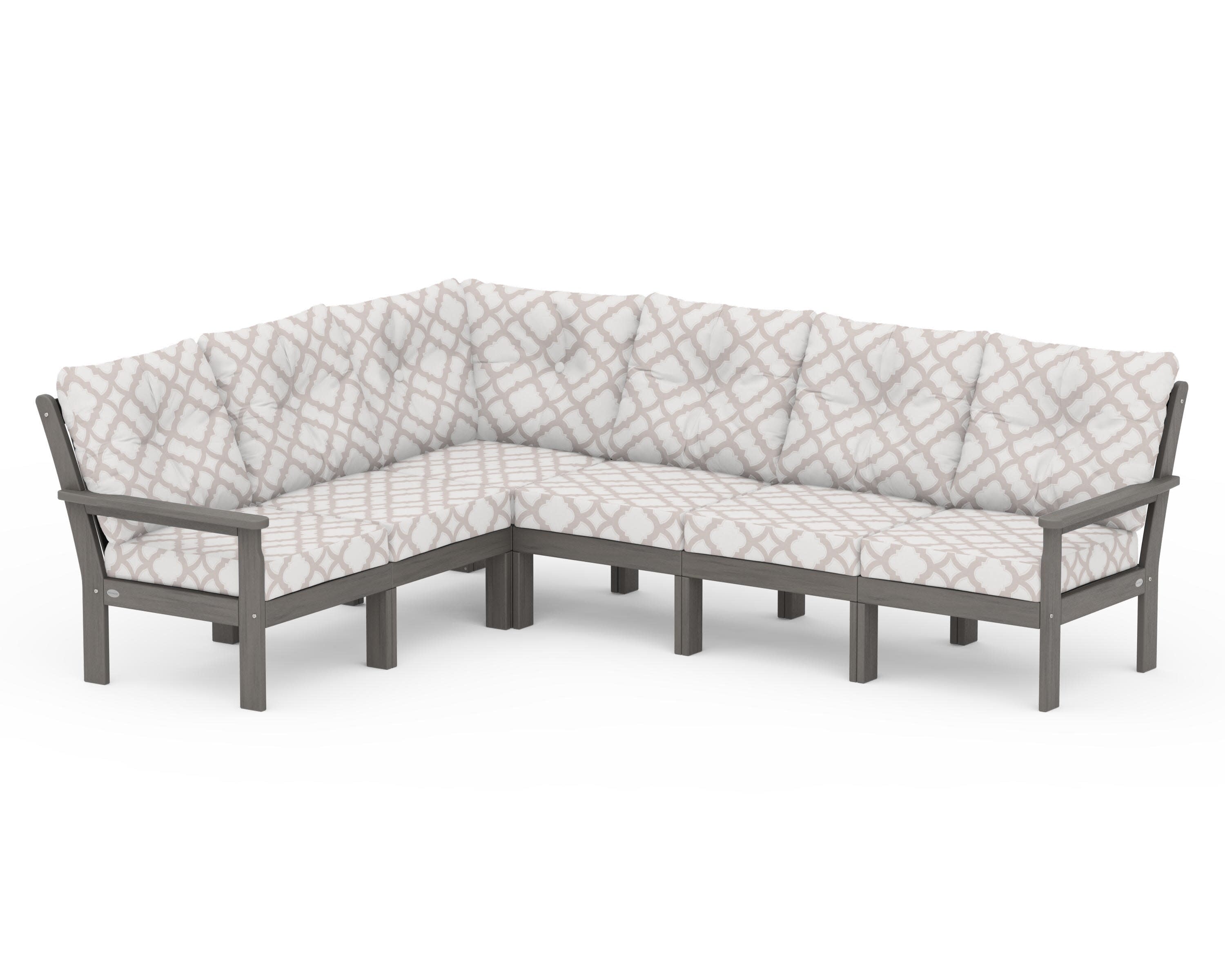 Vineyard 6-Piece Sectional in Driftwood / Trellis Dune Burlap