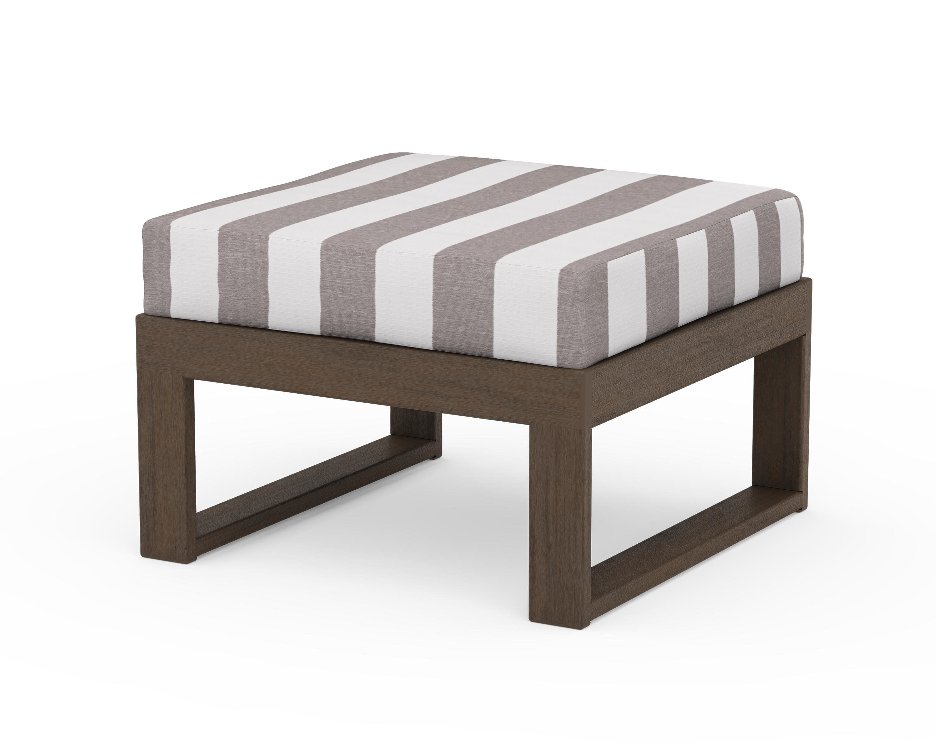 Modular Ottoman - Modern in Kona / Cabana Stripe Grey Mist