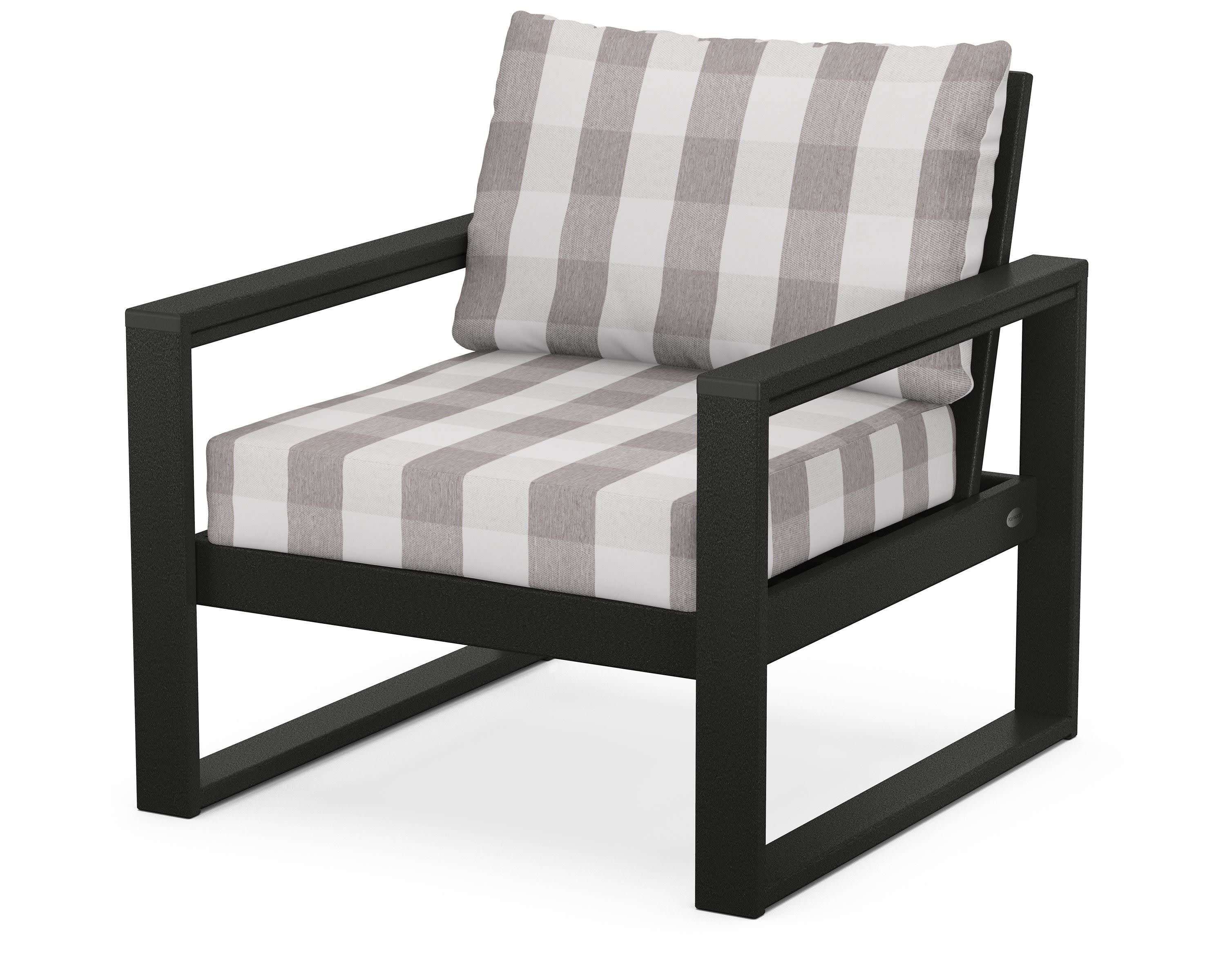 EDGE Club Chair in Black / Buffalo Plaid Grey Mist