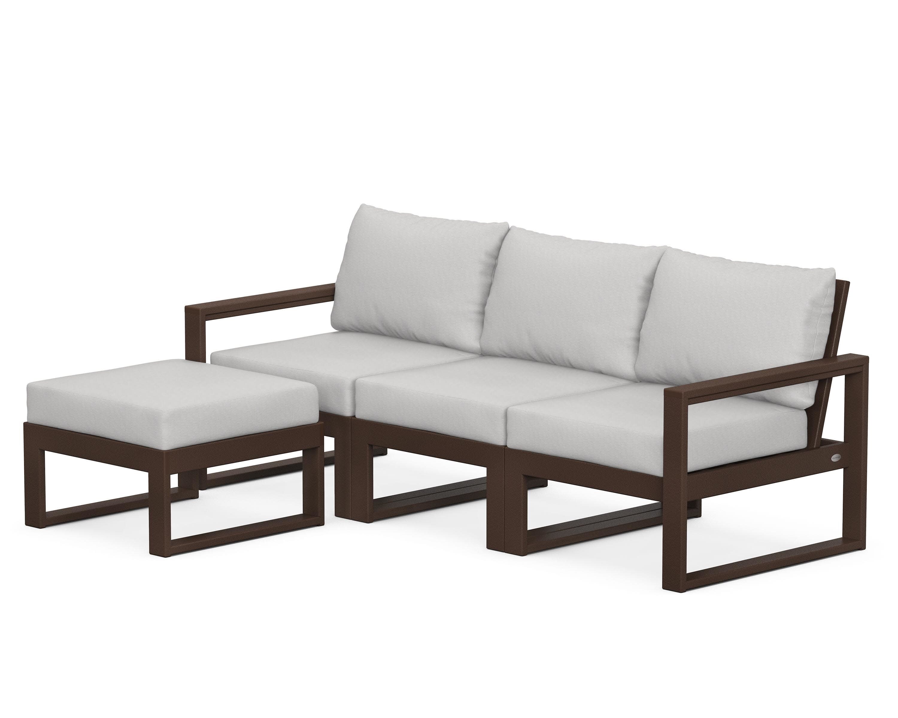 EDGE 4-Piece Modular Deep Seating Set with Ottoman in Mahogany / Diamond in the Rough