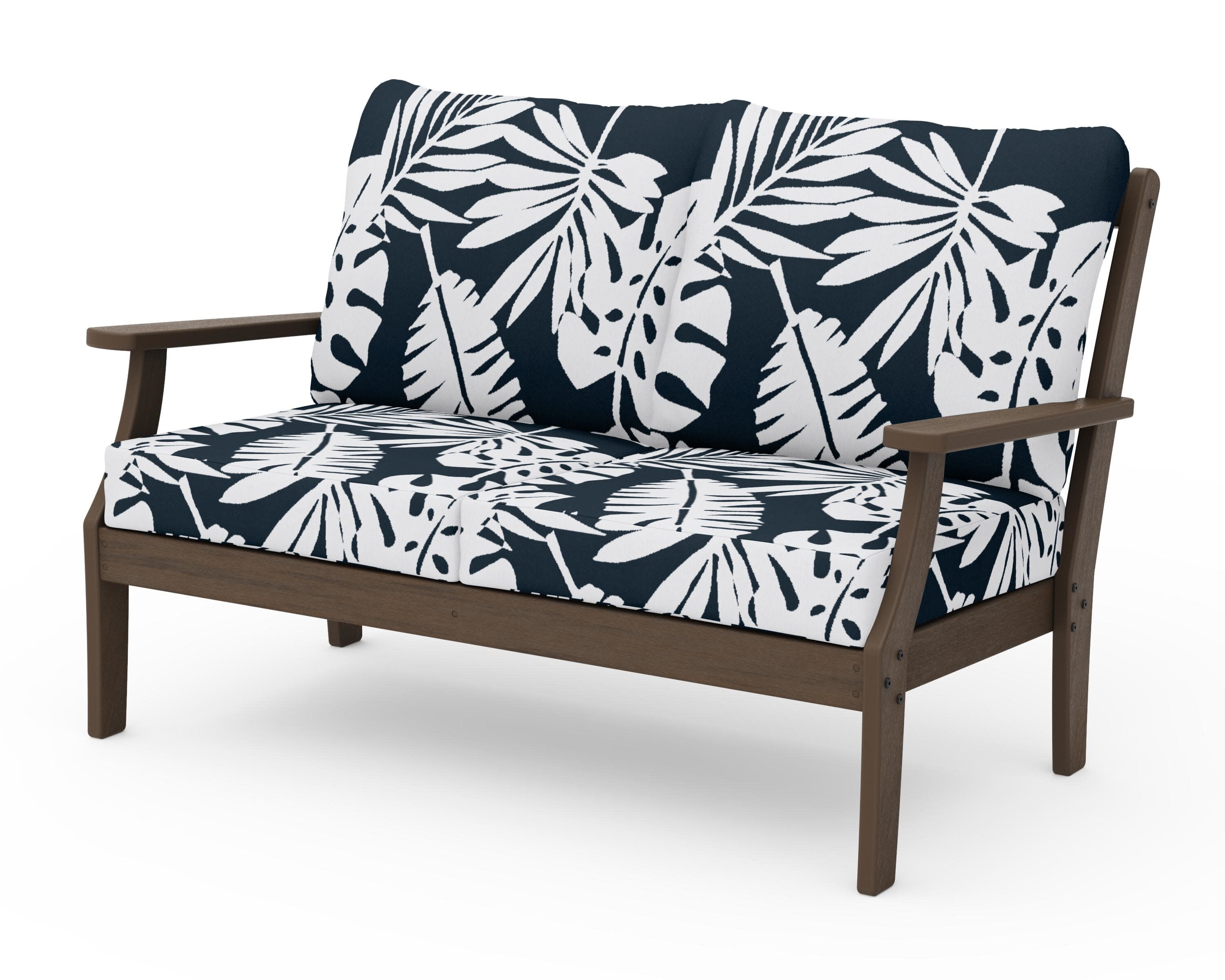 Braxton Deep Seating Loveseat in Kona / Leaf Marine Indigo