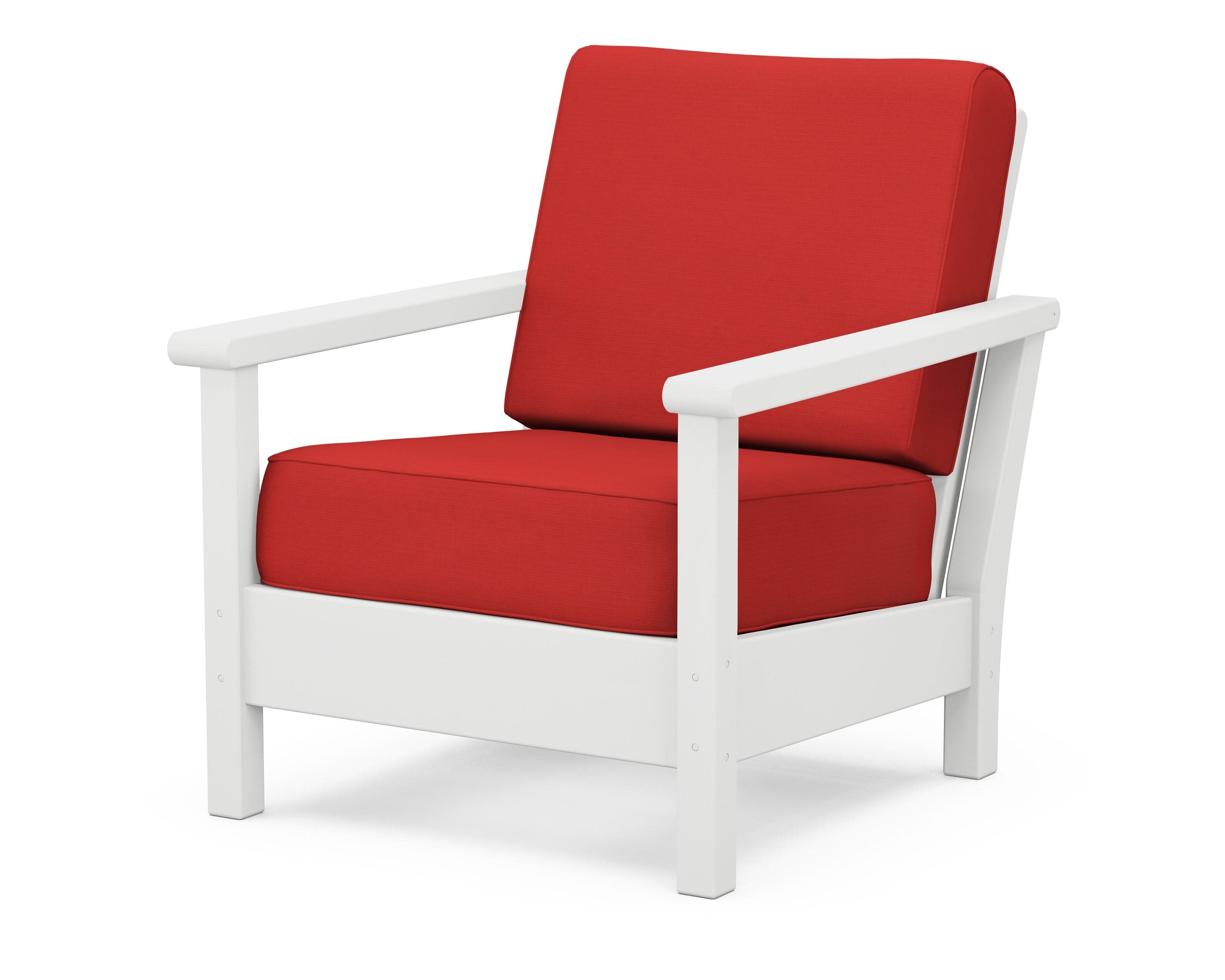 Harbour Deep Seating Chair in White / Crimson Linen