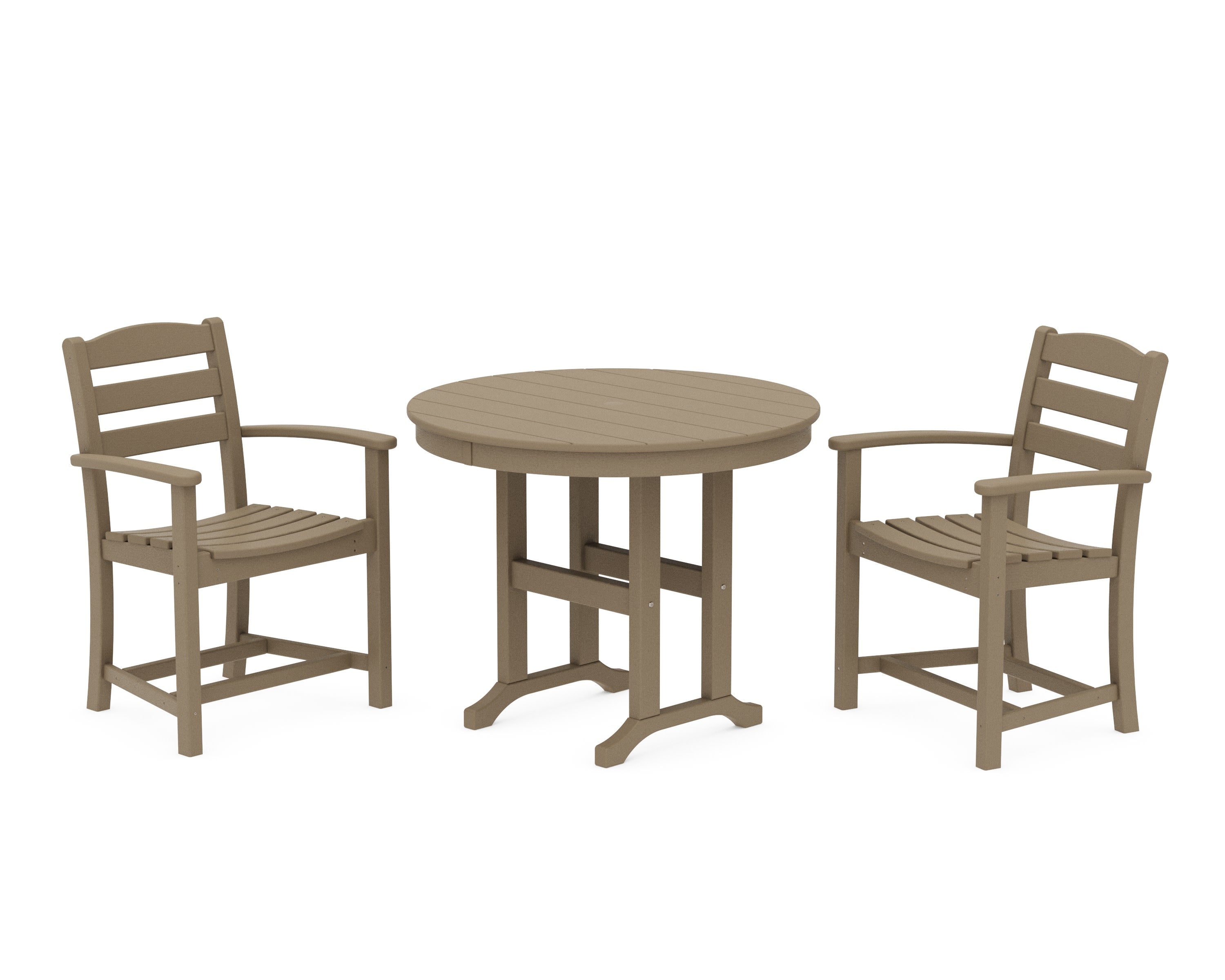 La Casa Caf 3-Piece Round Dining Set in Vintage Sahara