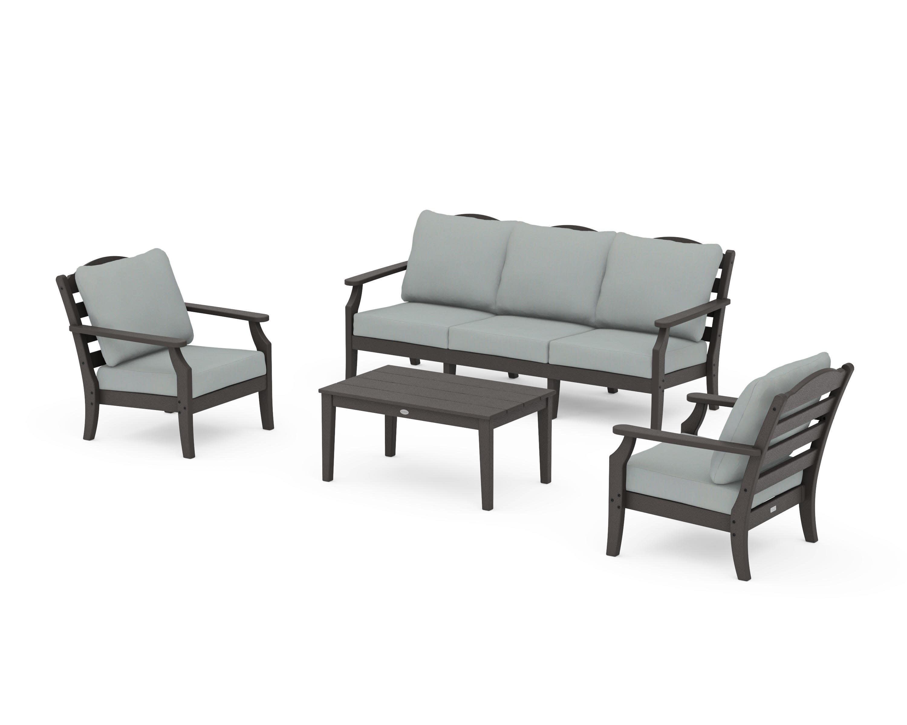 Savannah 4-Piece Deep Seating Set with Sofa in Vintage Coffee / Spa