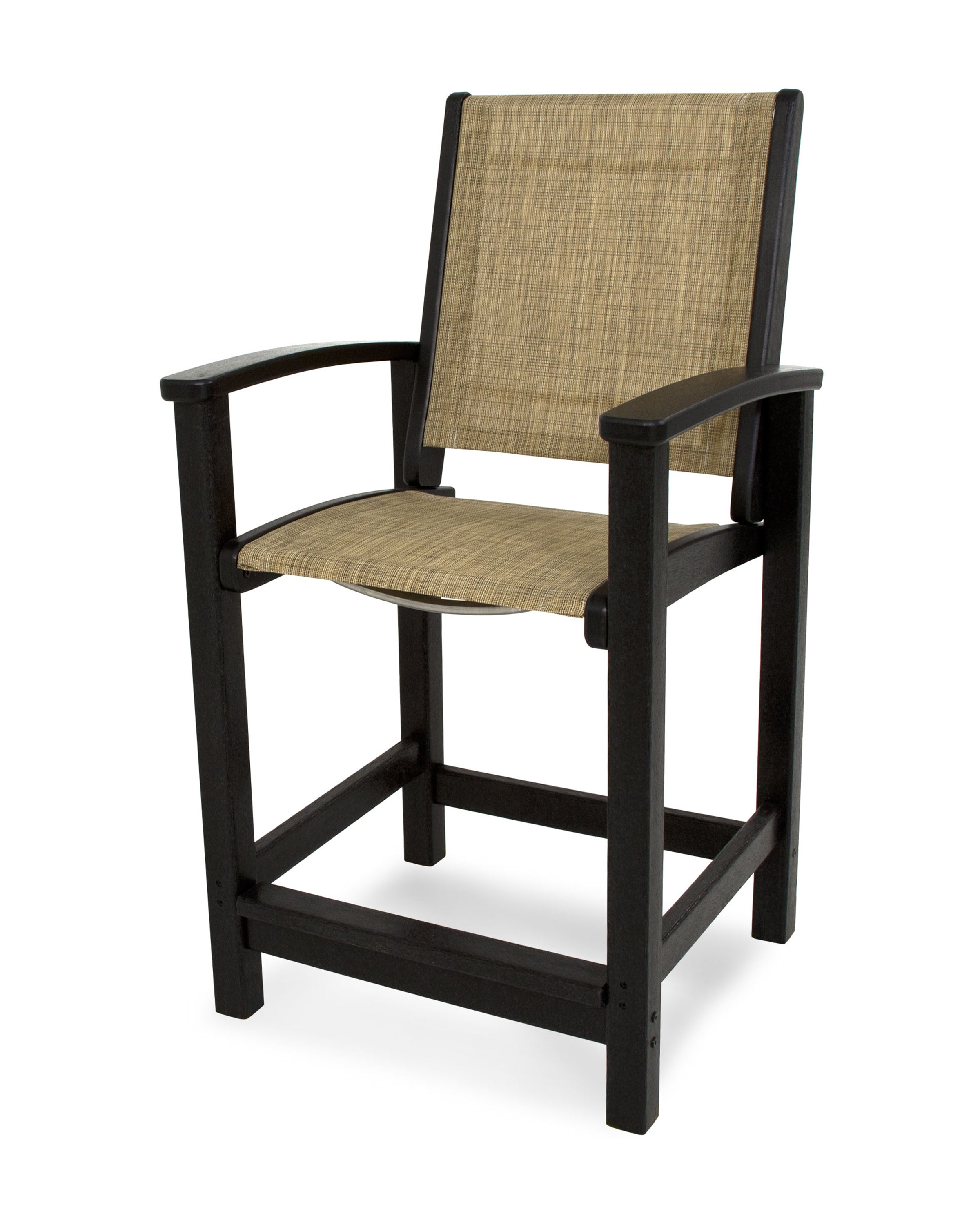 Coastal Counter Chair in Black / Burlap Sling