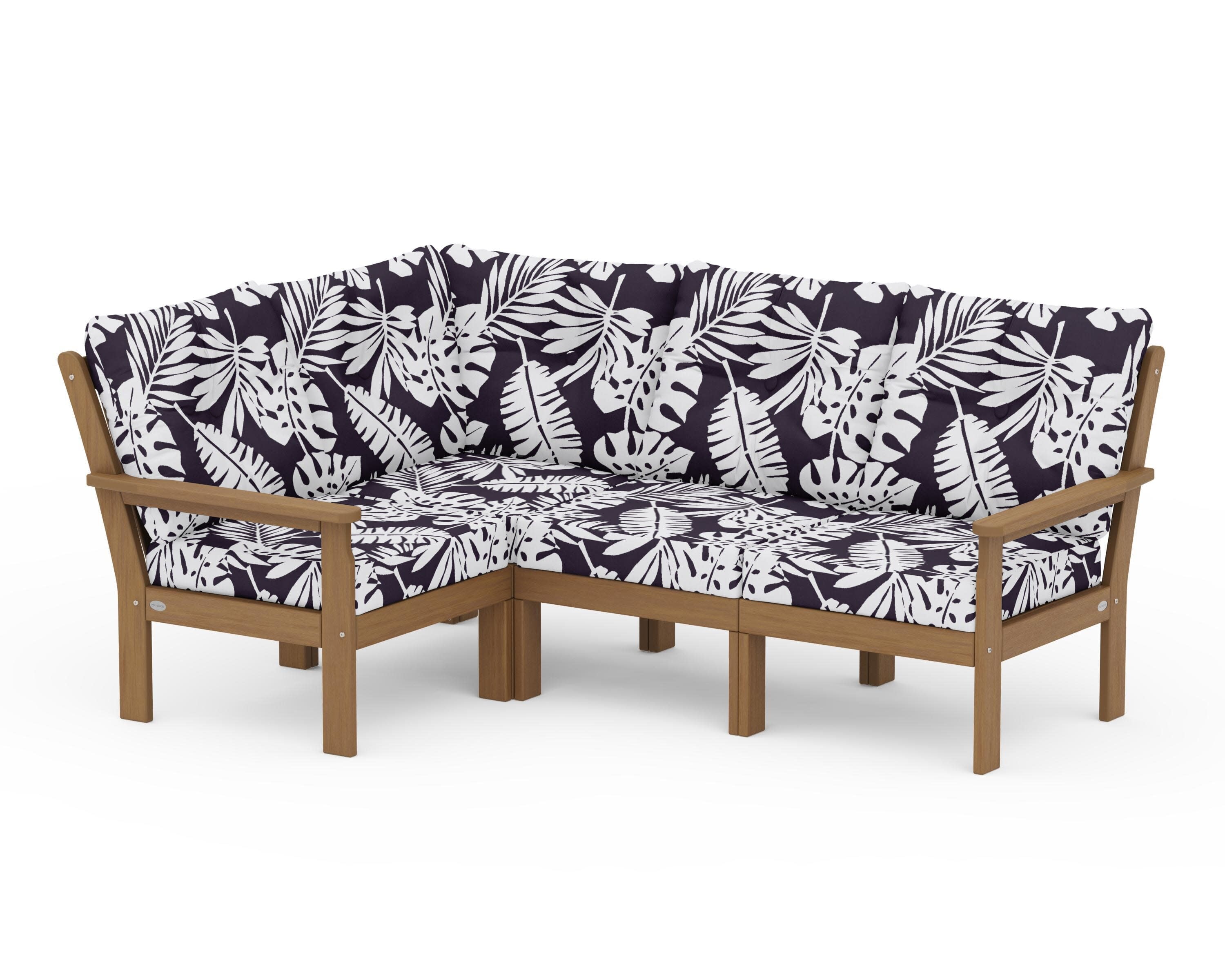 Vineyard 4-Piece Sectional in Natural / Leaf Navy