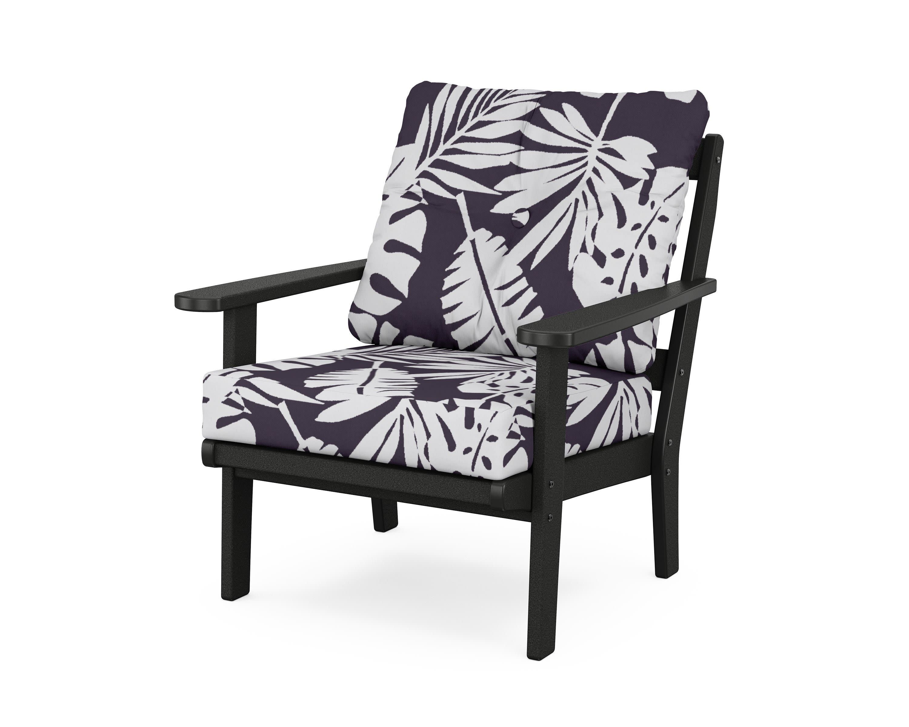 Mission Deep Seating Chair in Black / Leaf Navy