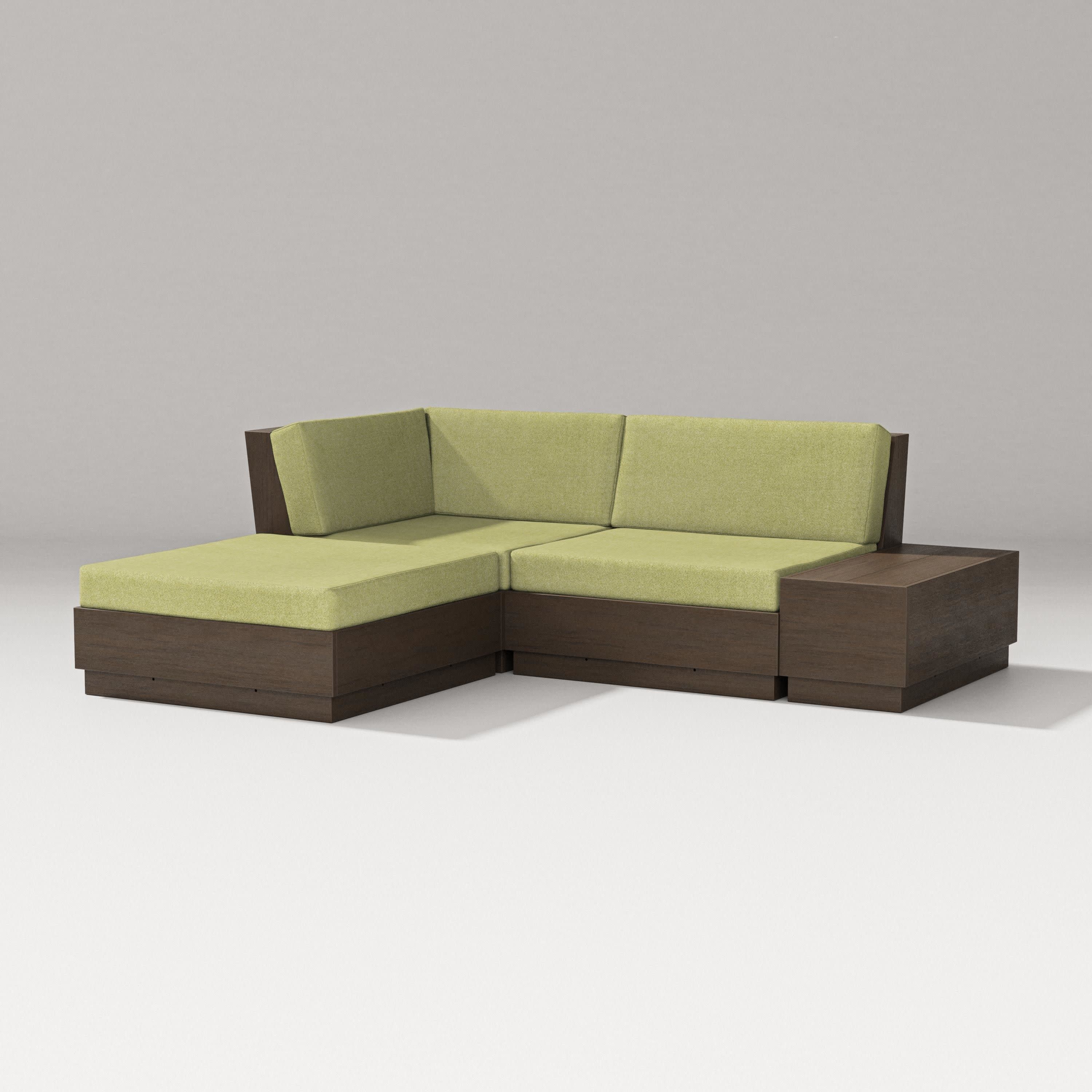 Elevate Loveseat Sectional with Chaise in Kona / Chartreuse Boucle
