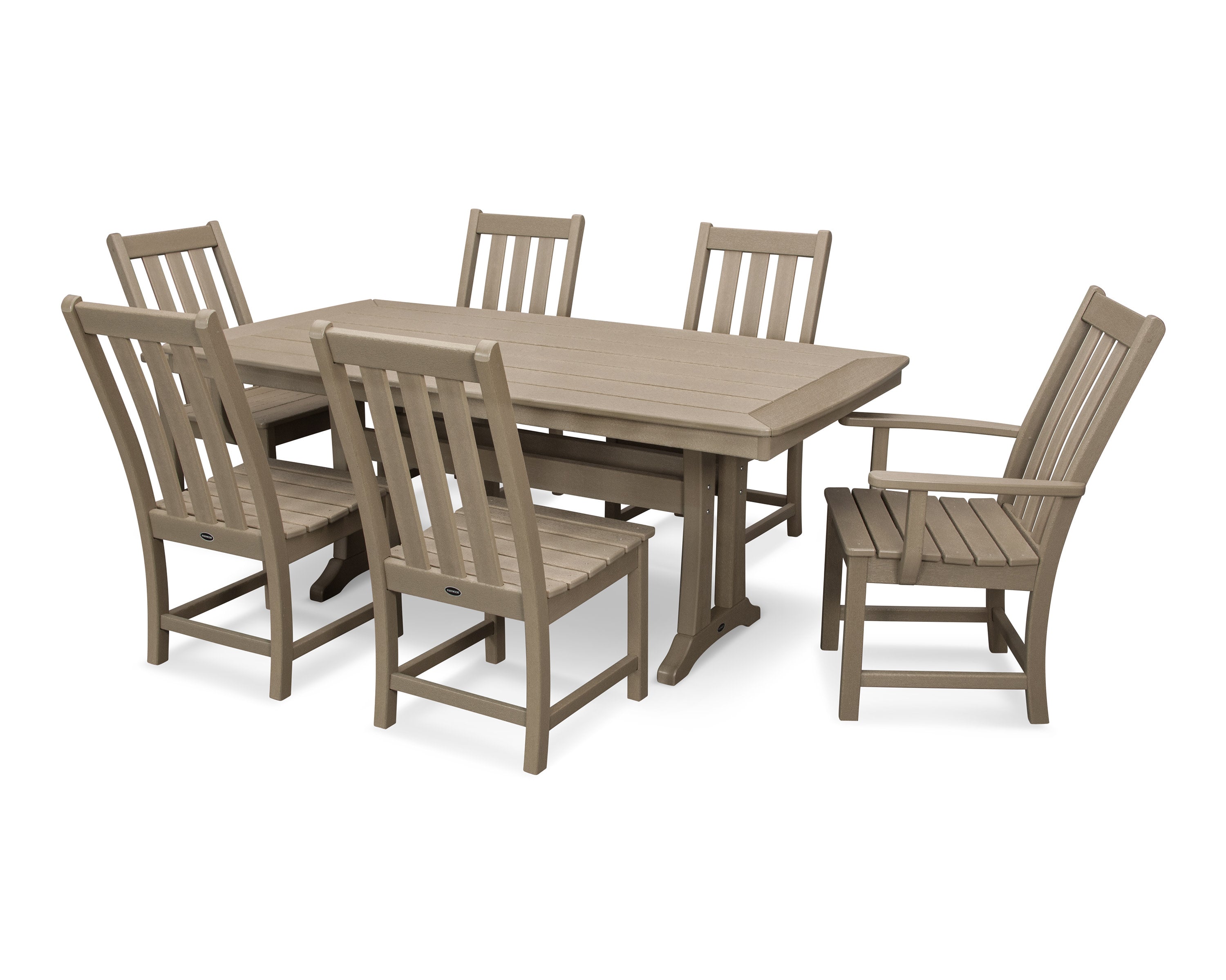Vineyard 7-Piece Dining Set with Trestle Legs in Vintage Sahara
